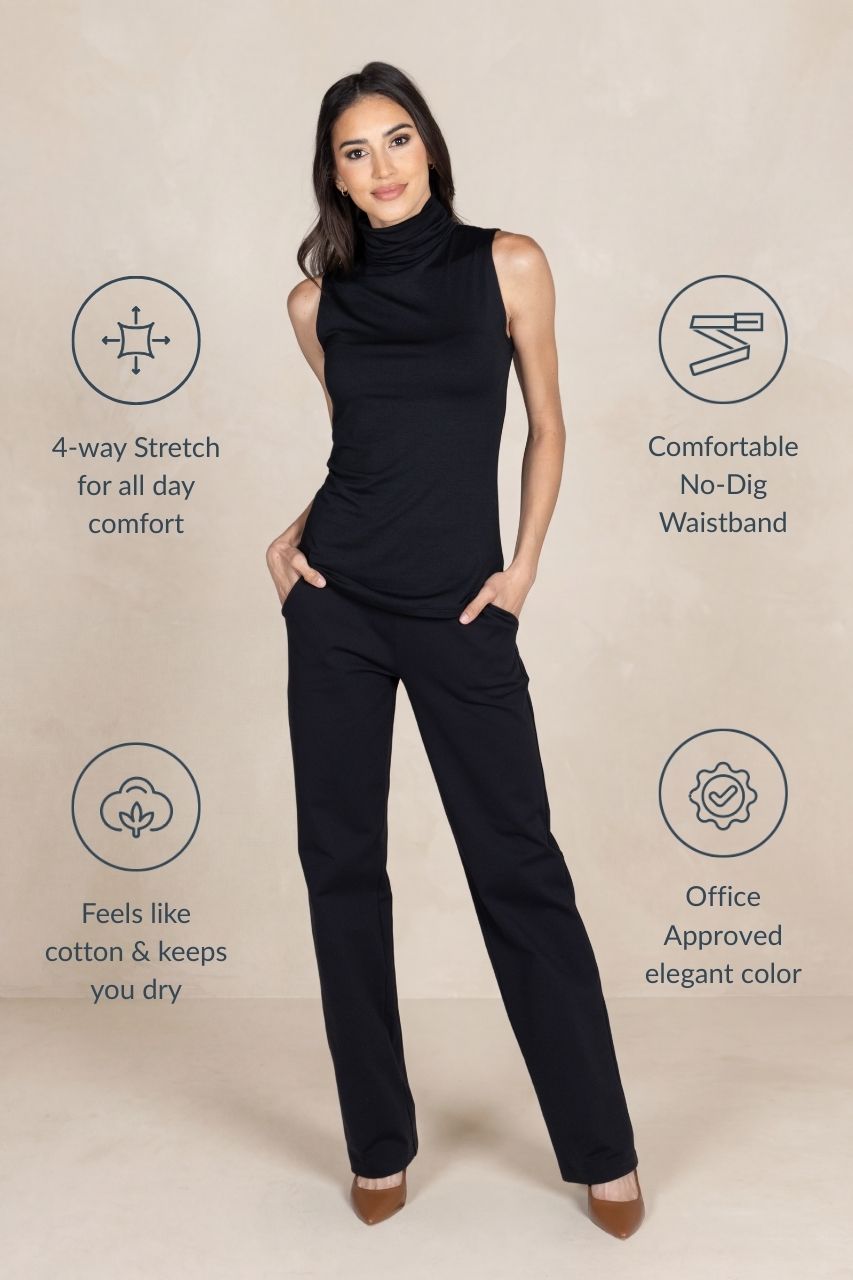 NINA STRAIGHT LEG PANT: BLACK