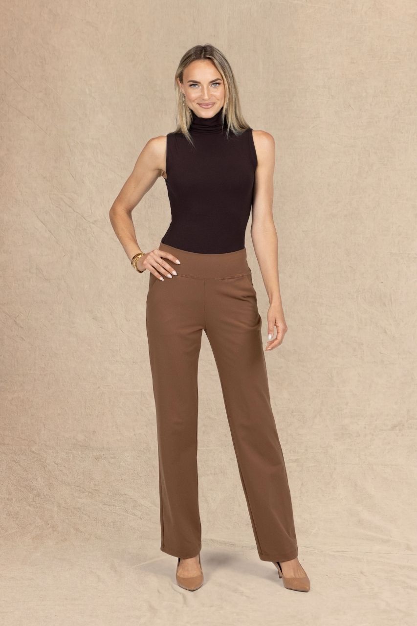 NINA STRAIGHT LEG PANT: DARK KHAKI