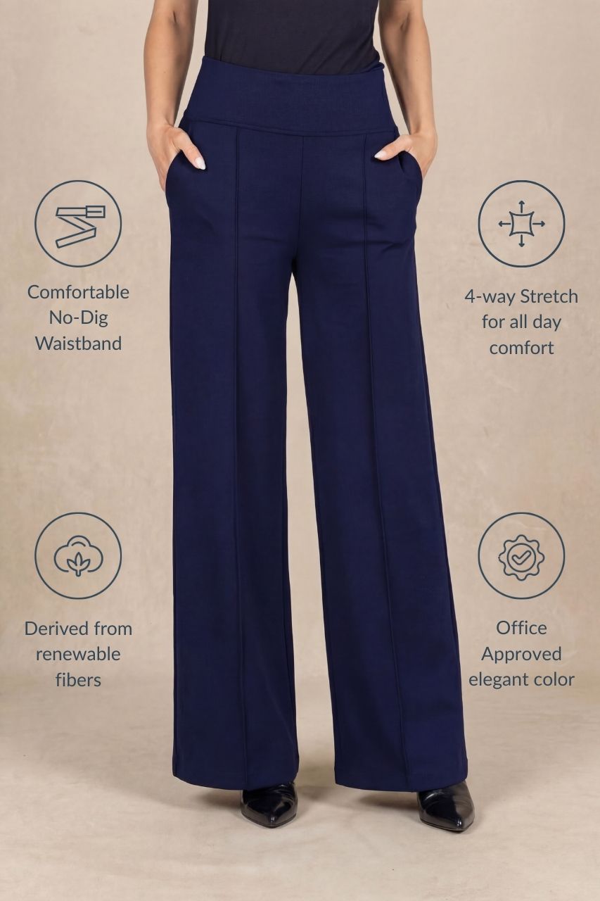 EXECUTIVE PANT: OXFORD NAVY PONTE