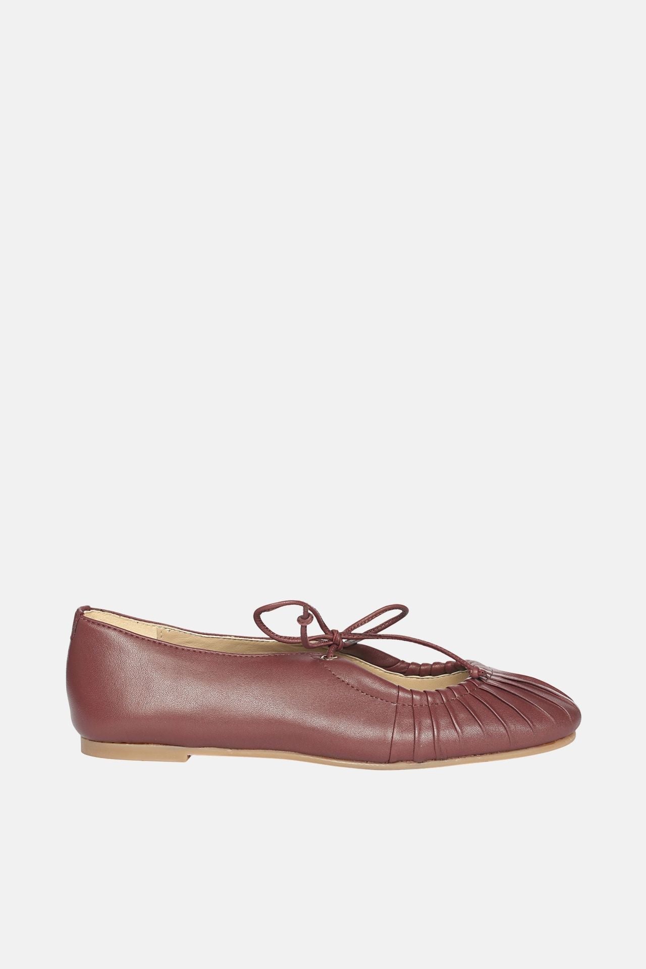 Jelavu - Ellie Ruched Lace-up Ballerina - Burgundy Leather