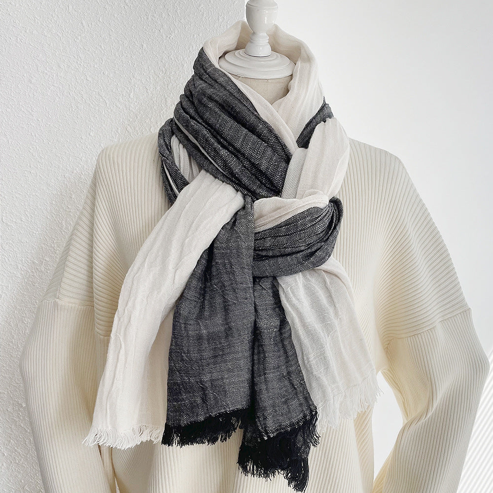 Long Jacquard Patchwork Scarf Decorative Cotton