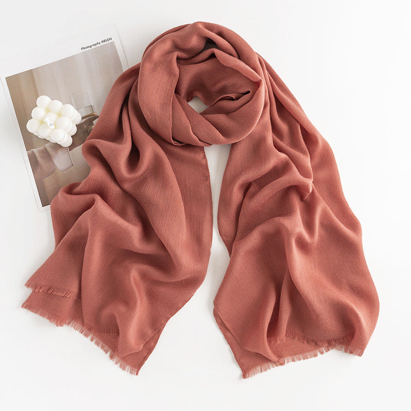 Herringbone Faux Cashmere Scarf with Tassel Fringe