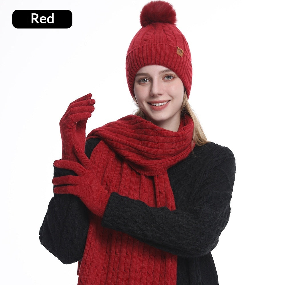 Winter Knit Hat, Scarf & Gloves Set