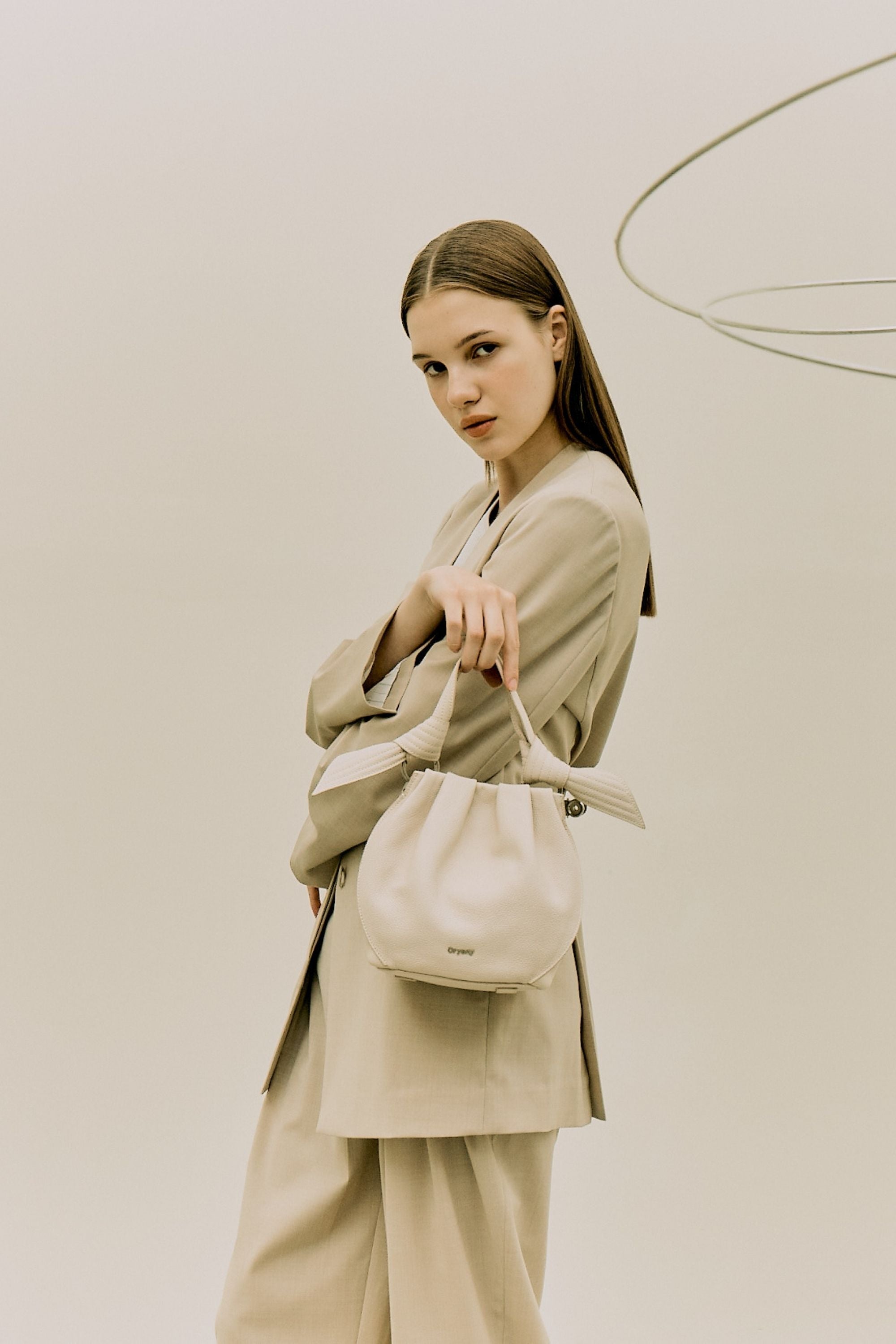 Sample Product - Oryany - Selena Bucket Bag - Medium Crossbody - Cream Leather