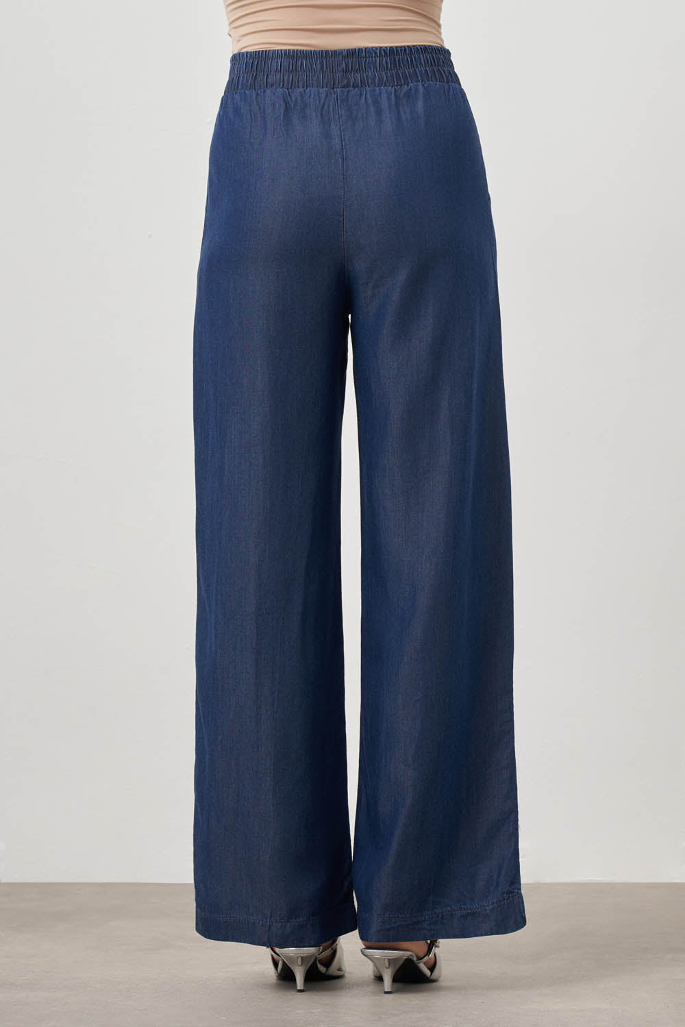 Mizalle Wide Leg Denim Pants Indigo Apparel