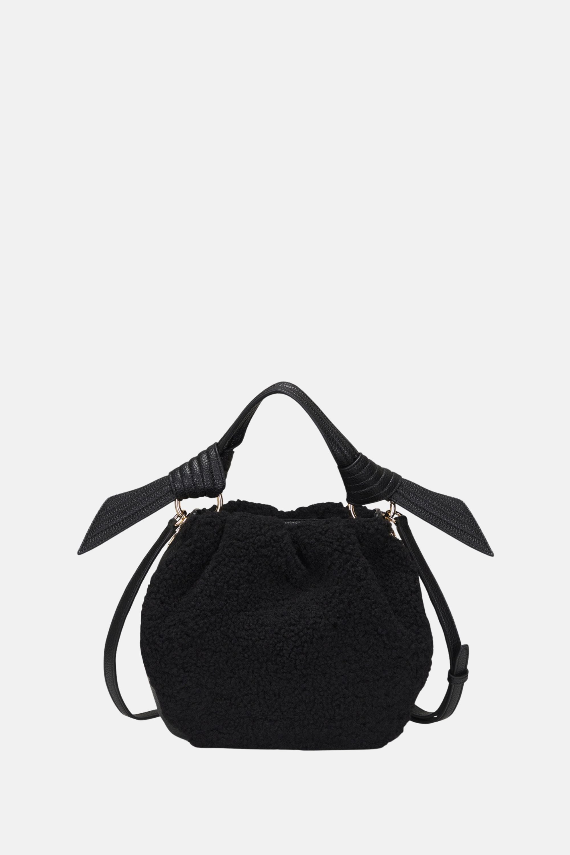 Oryany - Selena Eco Fur Bucket Medium Crossbody Handbags - Black / One size