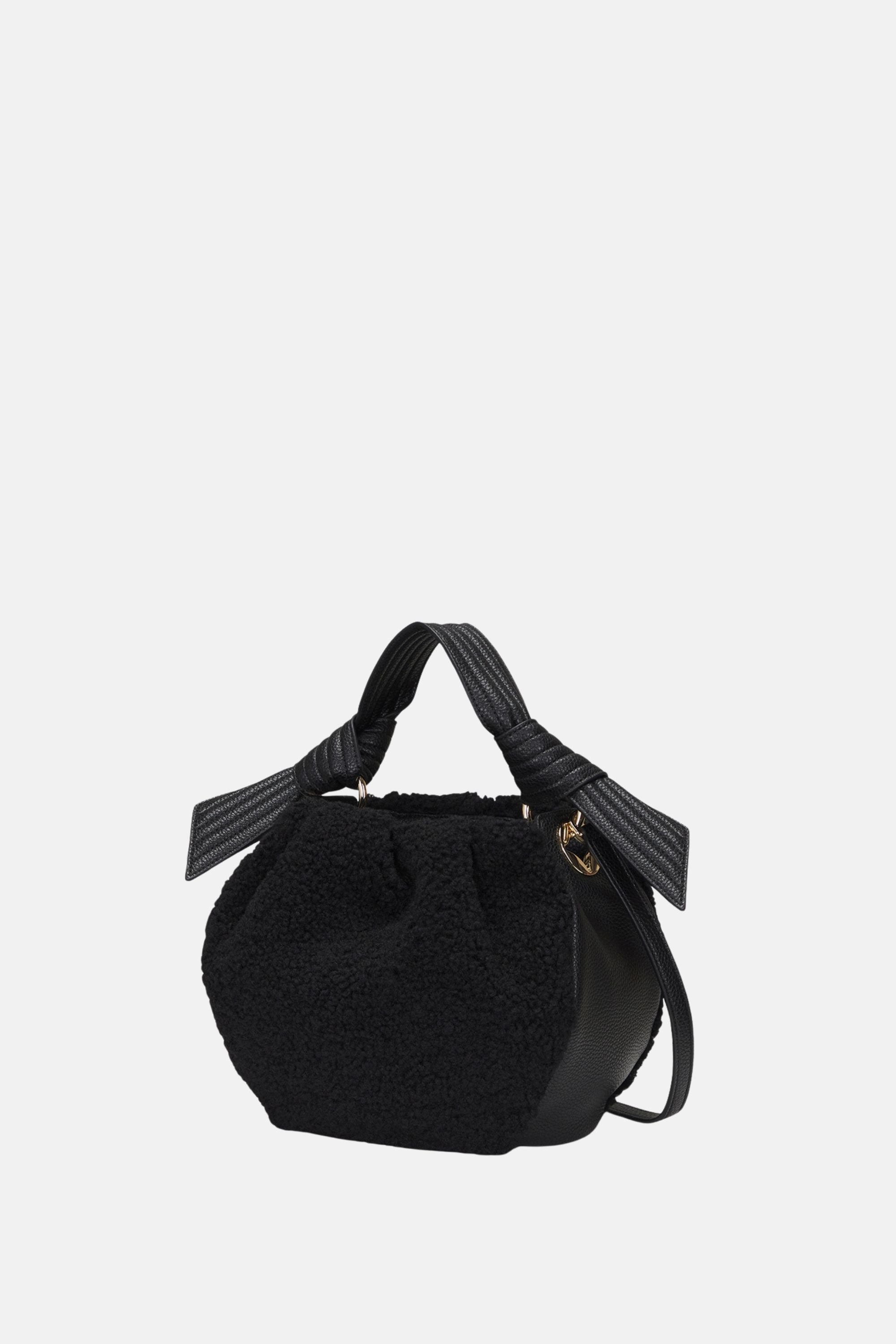 Oryany - Selena Eco Fur Bucket Medium Crossbody Handbags - Black / One size