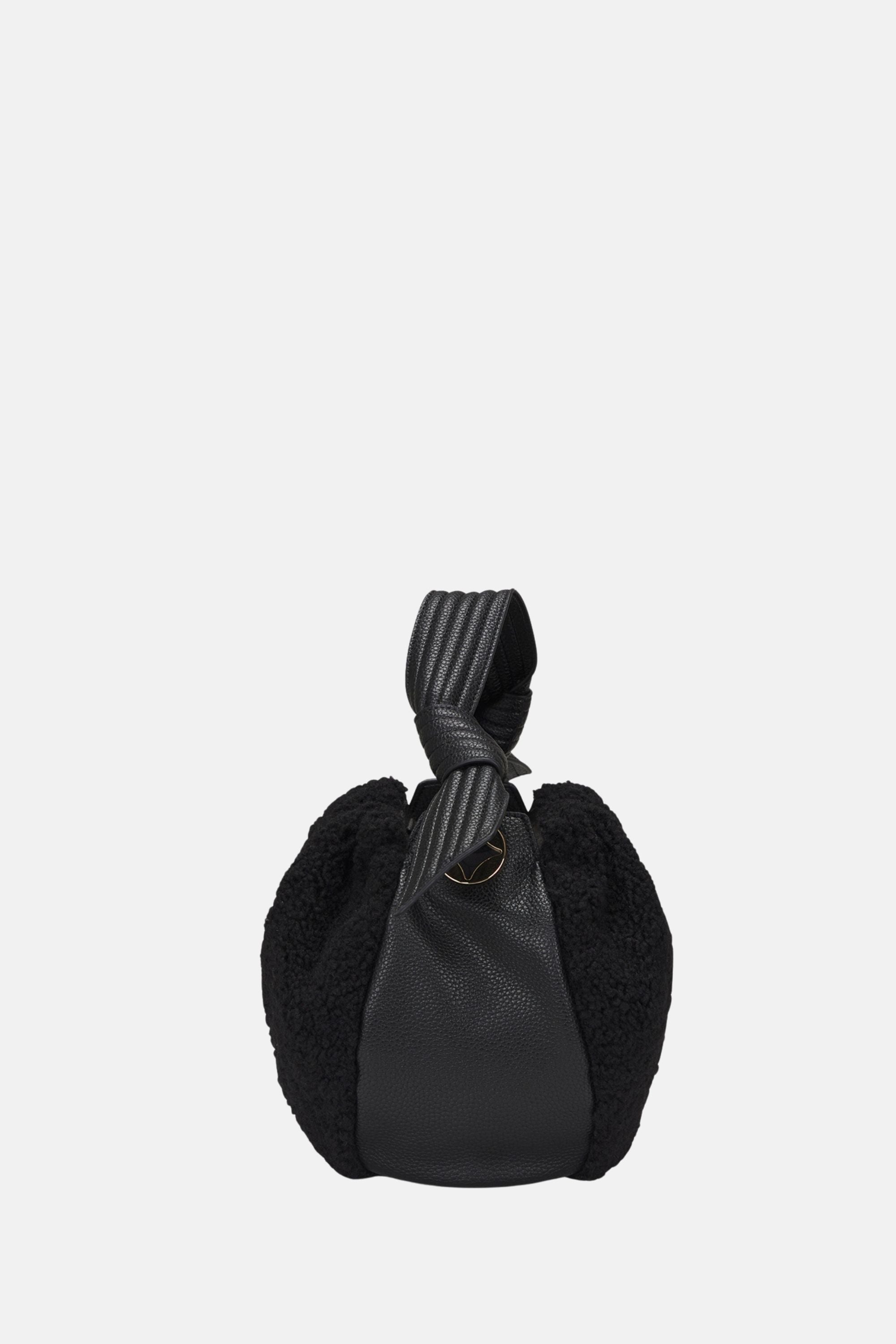 Oryany - Selena Eco Fur Bucket Medium Crossbody Handbags - Black / One size