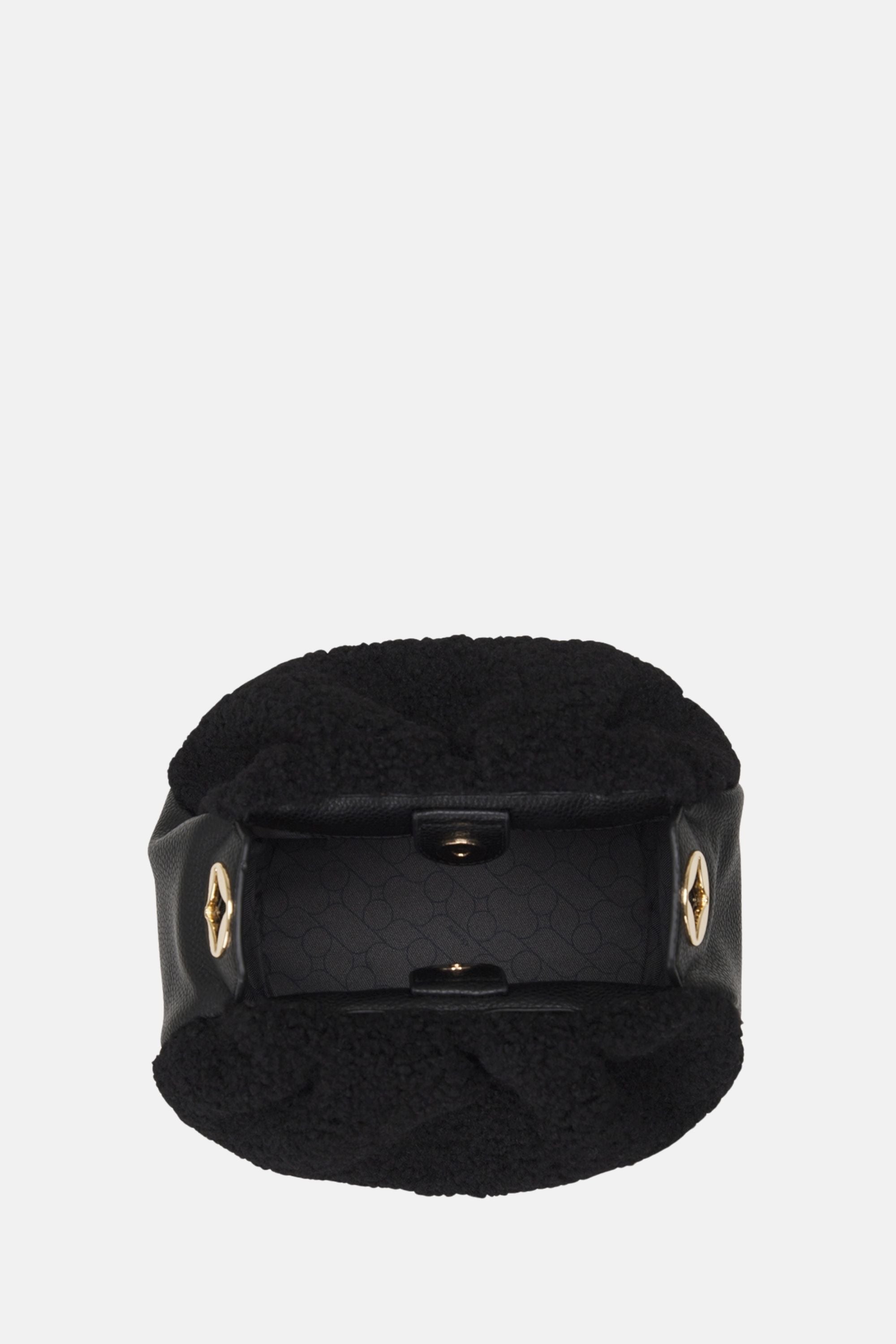 Oryany - Selena Eco Fur Bucket Medium Crossbody Handbags - Black / One size
