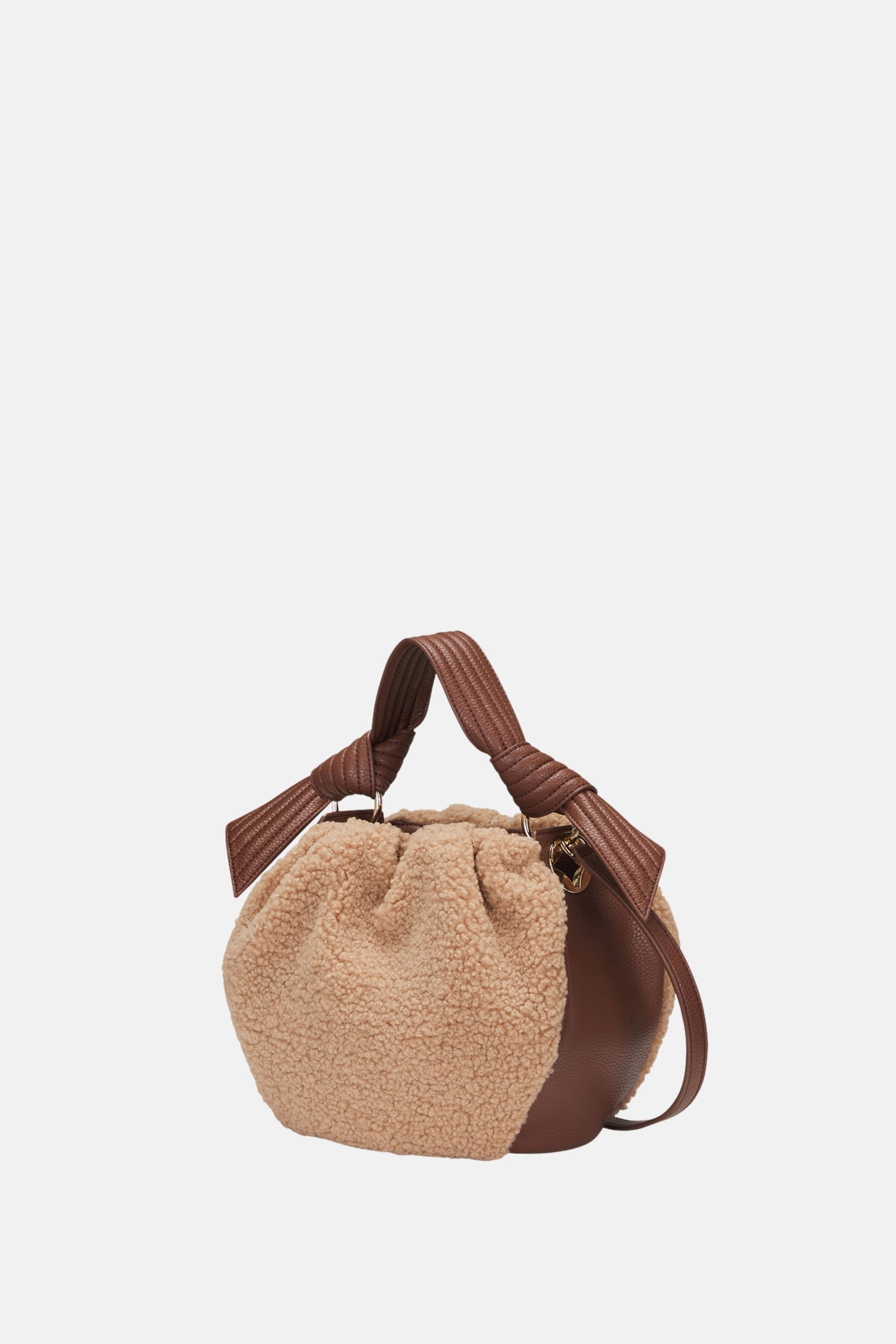 Oryany - Selena Eco Fur Bucket Medium Crossbody Handbags - Toffee Tan / One size