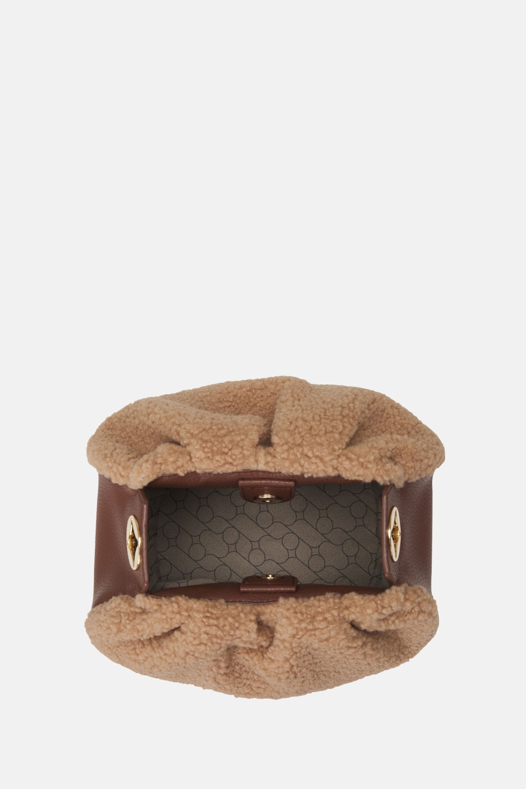Oryany - Selena Eco Fur Bucket Medium Crossbody Handbags - Toffee Tan / One size