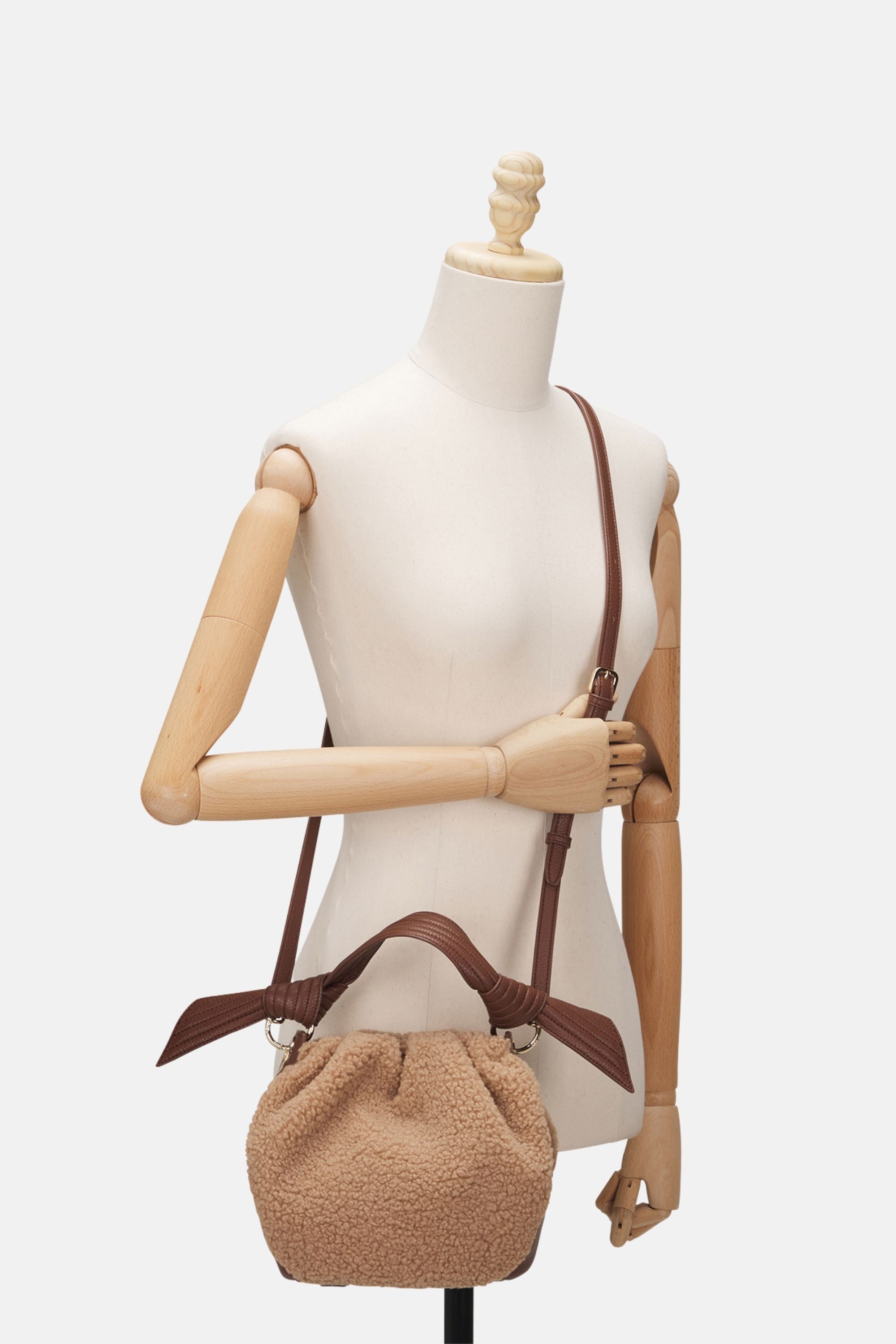 Oryany - Selena Eco Fur Bucket Medium Crossbody Handbags - Toffee Tan / One size