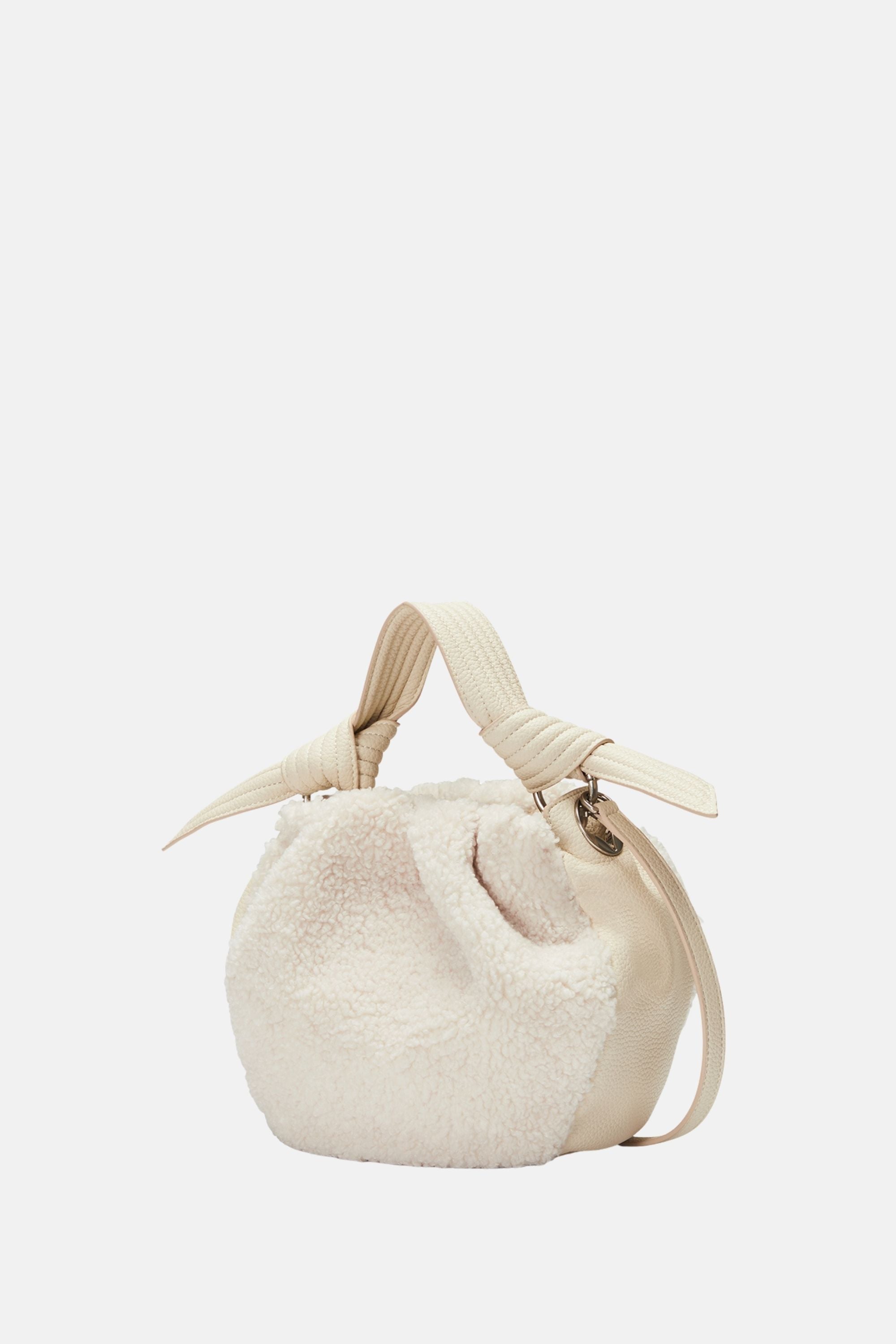 Oryany - Selena Eco Fur Bucket Medium Crossbody Handbags - Vanilla Cream / One size