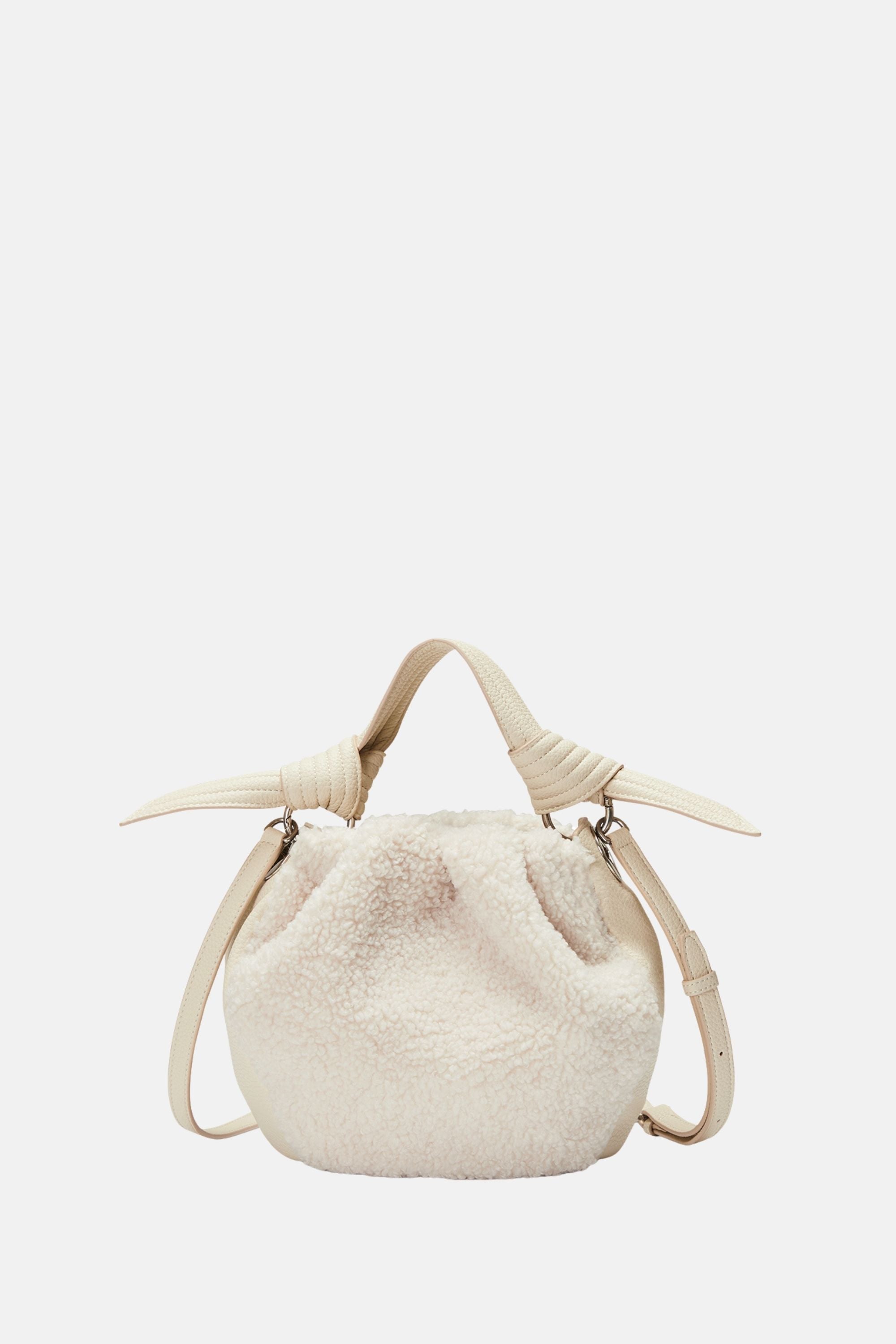 Oryany - Selena Eco Fur Bucket Medium Crossbody Handbags - Vanilla Cream / One size