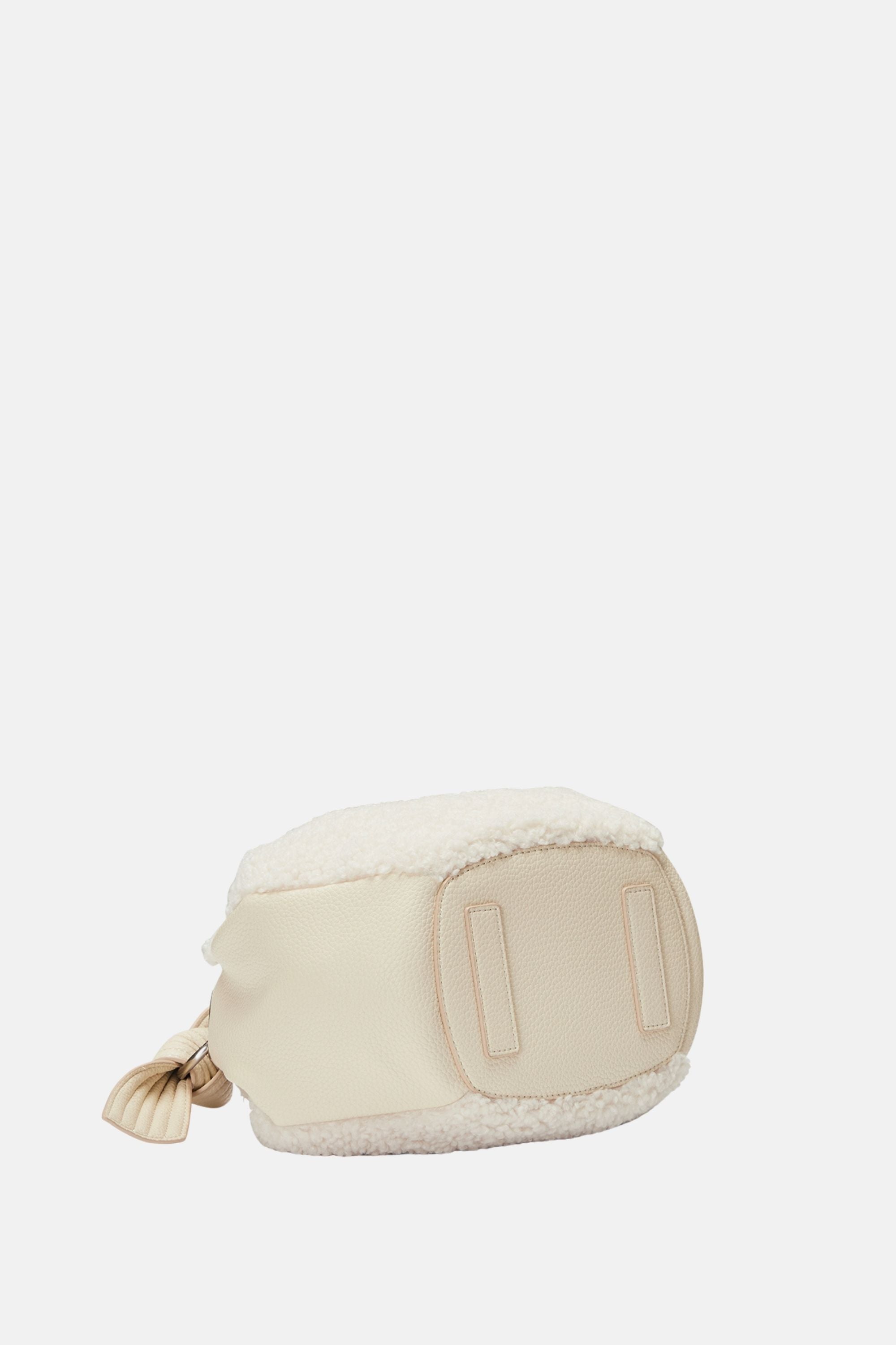 Oryany - Selena Eco Fur Bucket Medium Crossbody Handbags - Vanilla Cream / One size