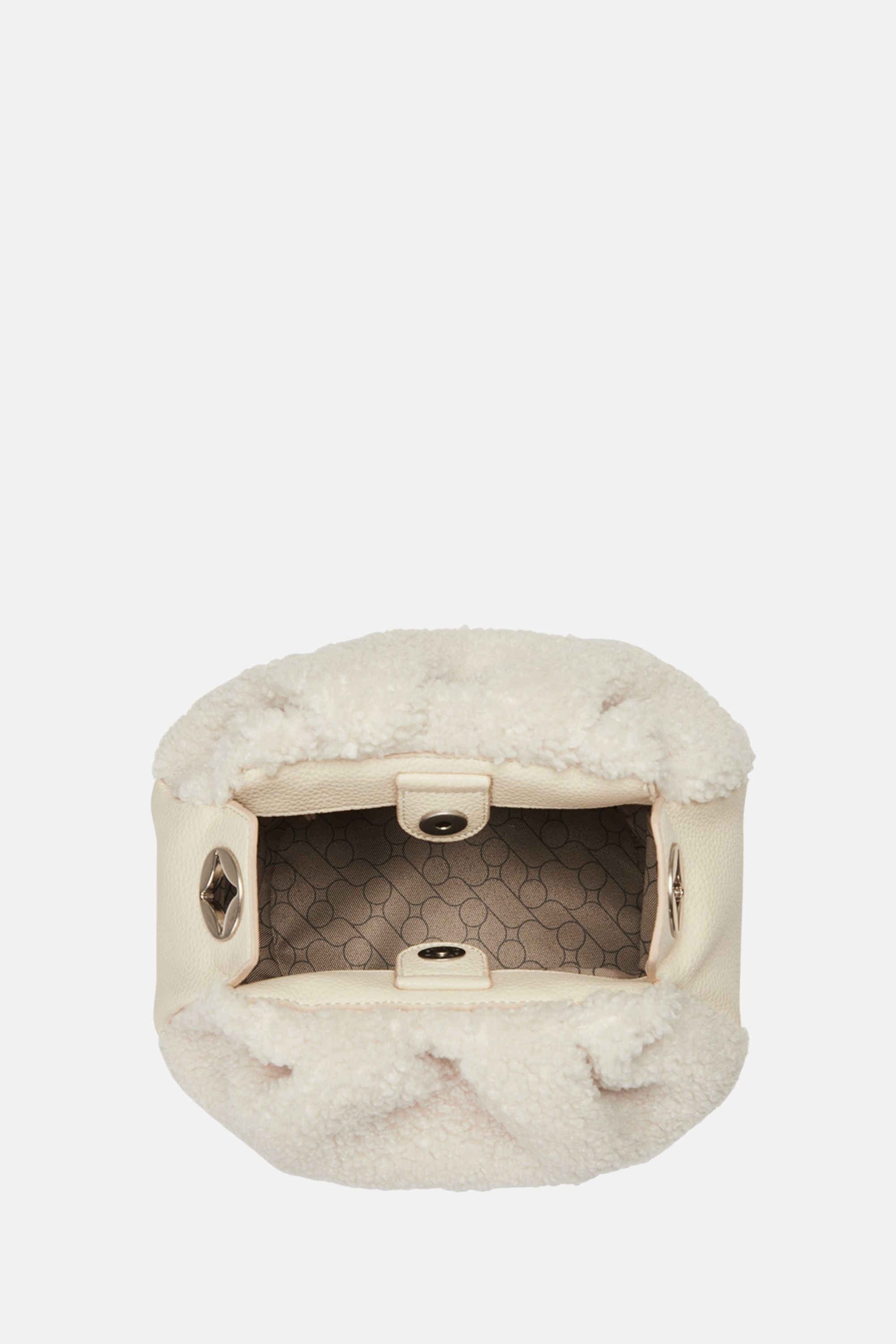 Oryany - Selena Eco Fur Bucket Medium Crossbody Handbags - Vanilla Cream / One size