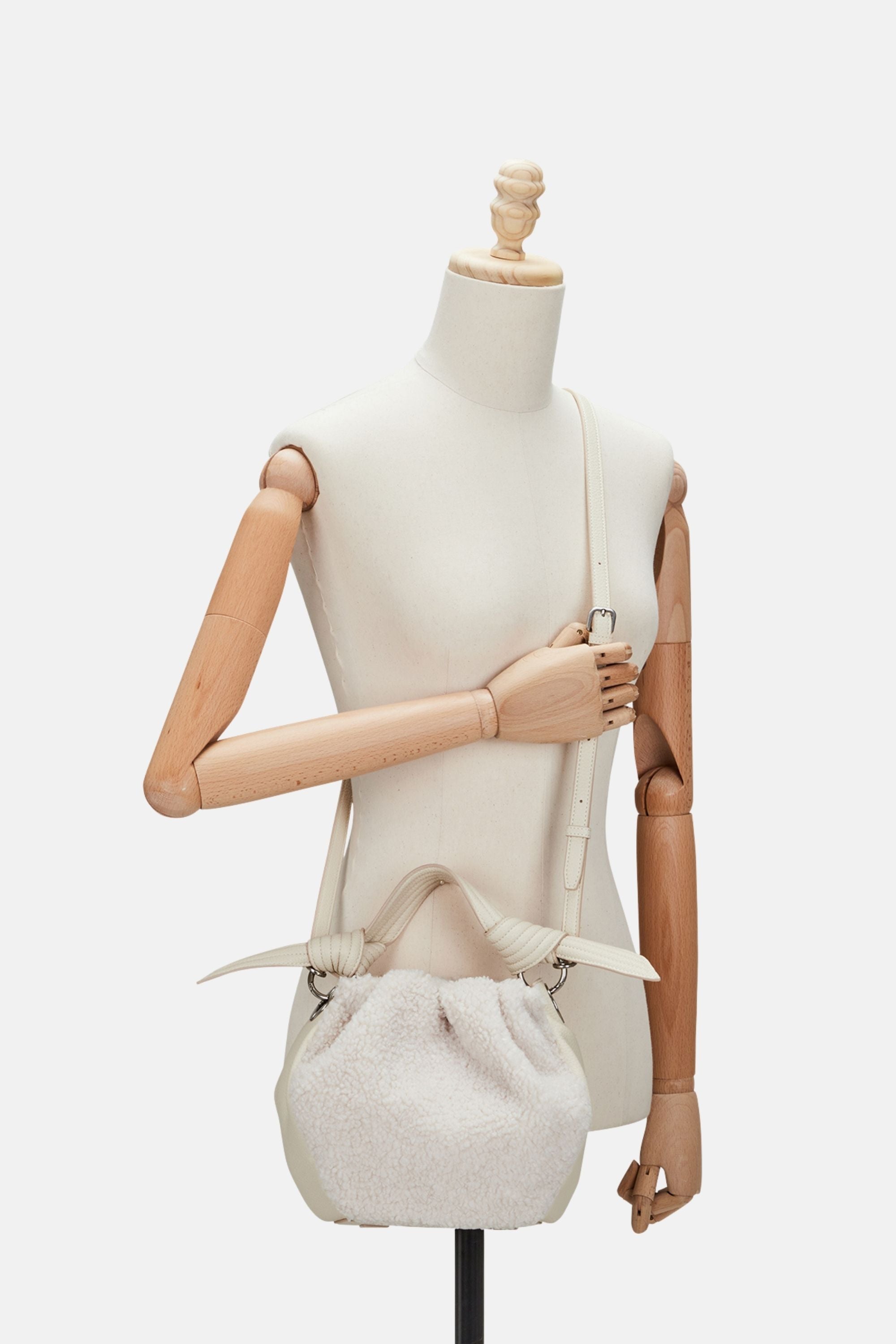 Oryany - Selena Eco Fur Bucket Medium Crossbody Handbags - Vanilla Cream / One size