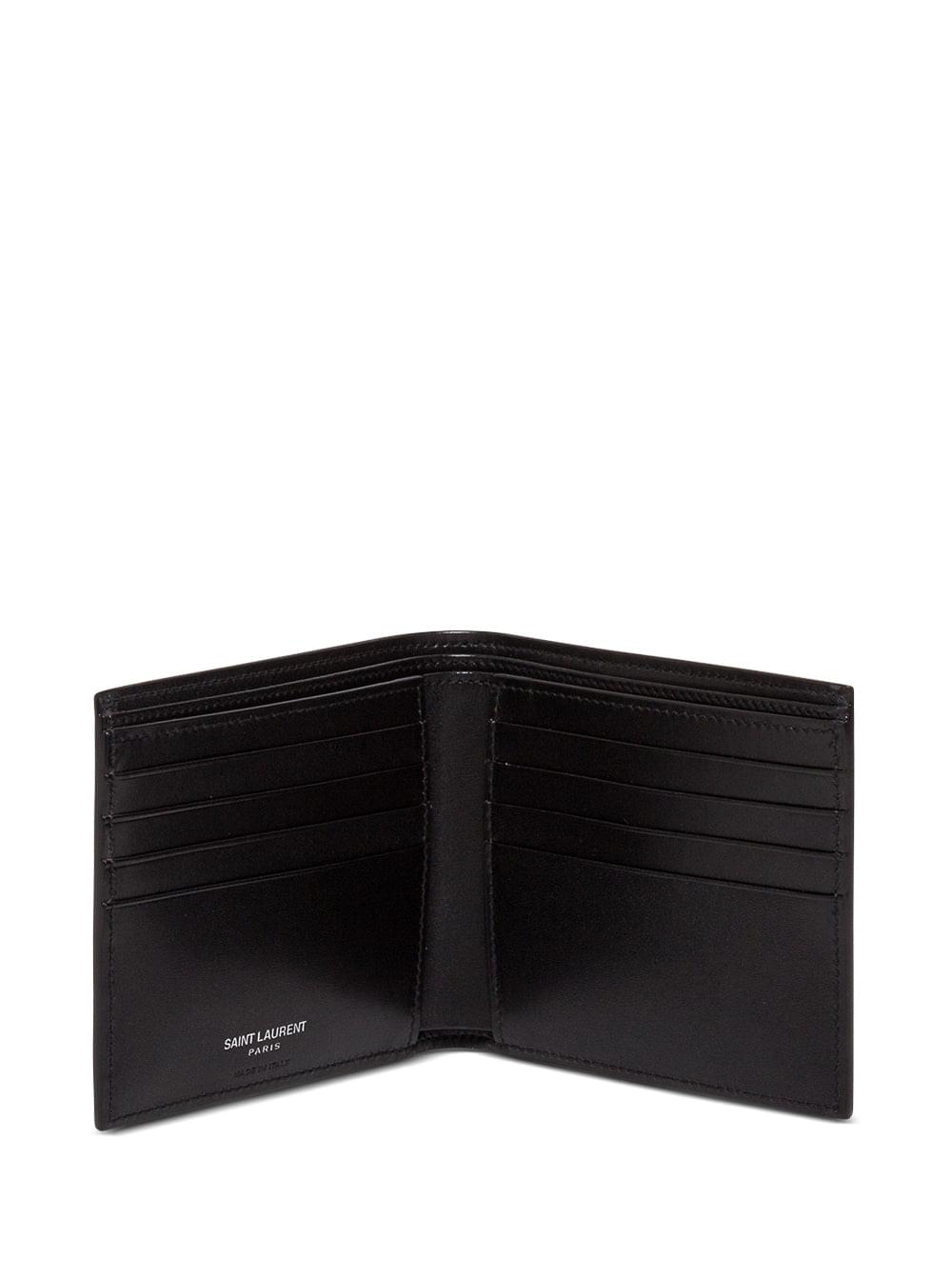 Saint Laurent Men Black Leather Wallet With Logo