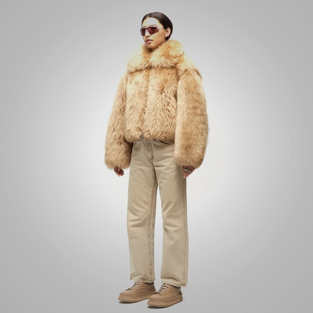 Women’s Brown Winter Shearling Leather Jacket