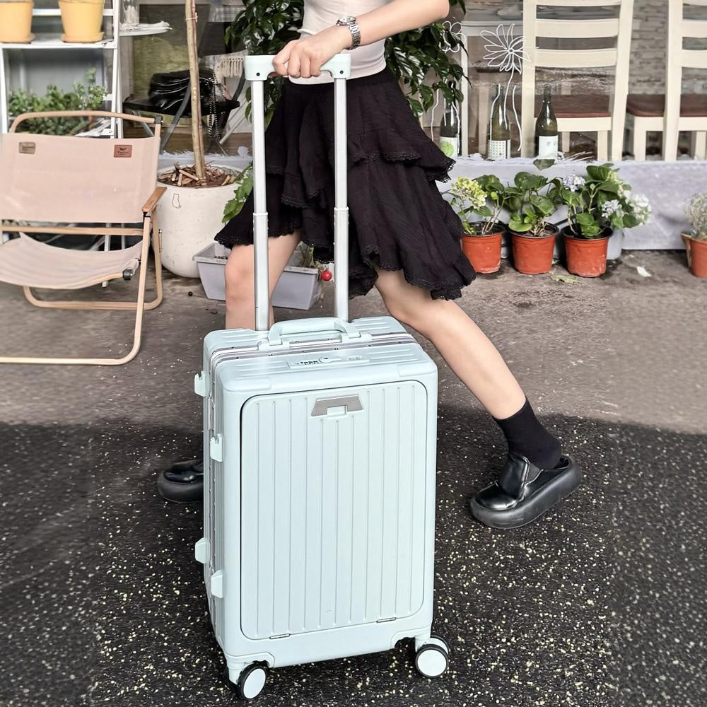 Aluminum Frame Front-Opening Spinner Luggage