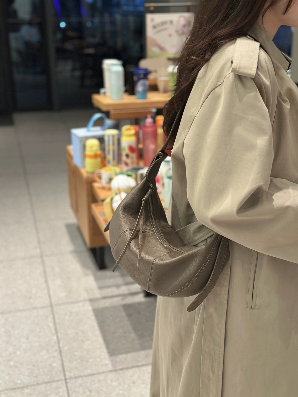 Genuine Leather Crescent Bag