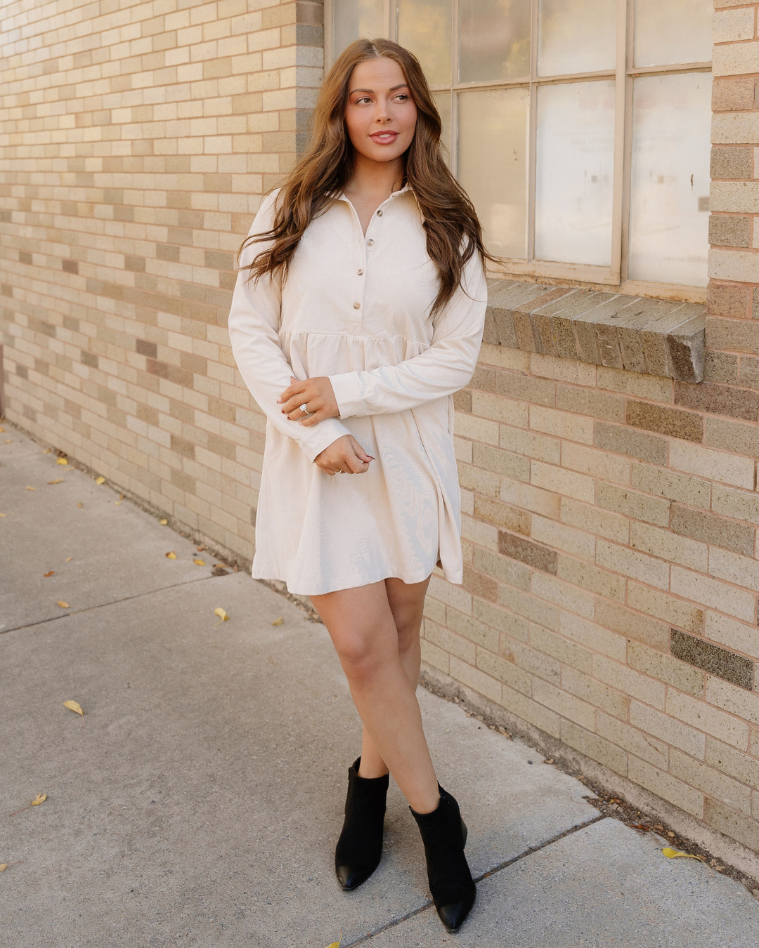 Abigail Corduroy Mini Dress | Collared Button Dress