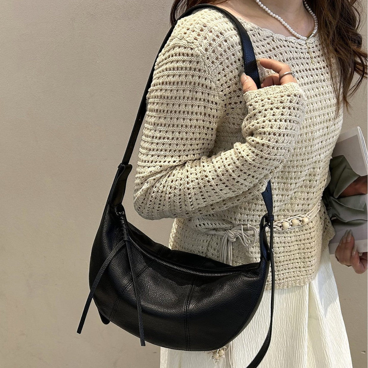 Genuine Leather Crescent Bag