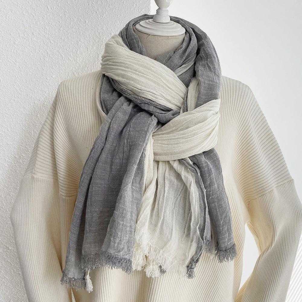 Long Jacquard Patchwork Scarf Decorative Cotton