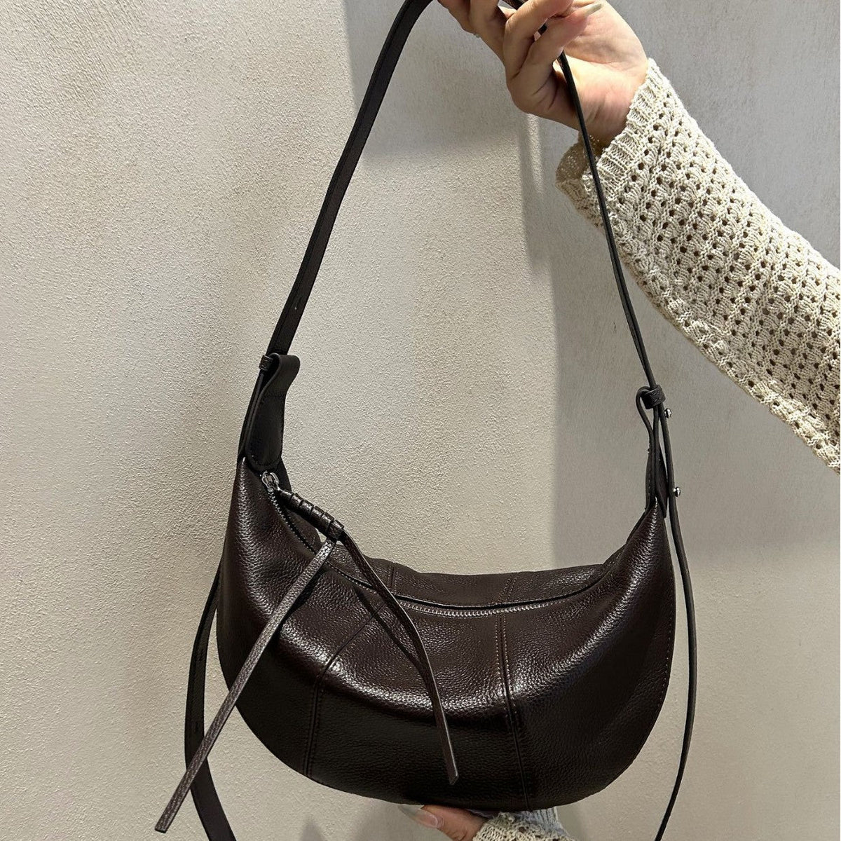 Genuine Leather Crescent Bag
