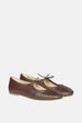 Jelavu - Ellie Ruched Lace-up Ballerina - Chocolate Leather