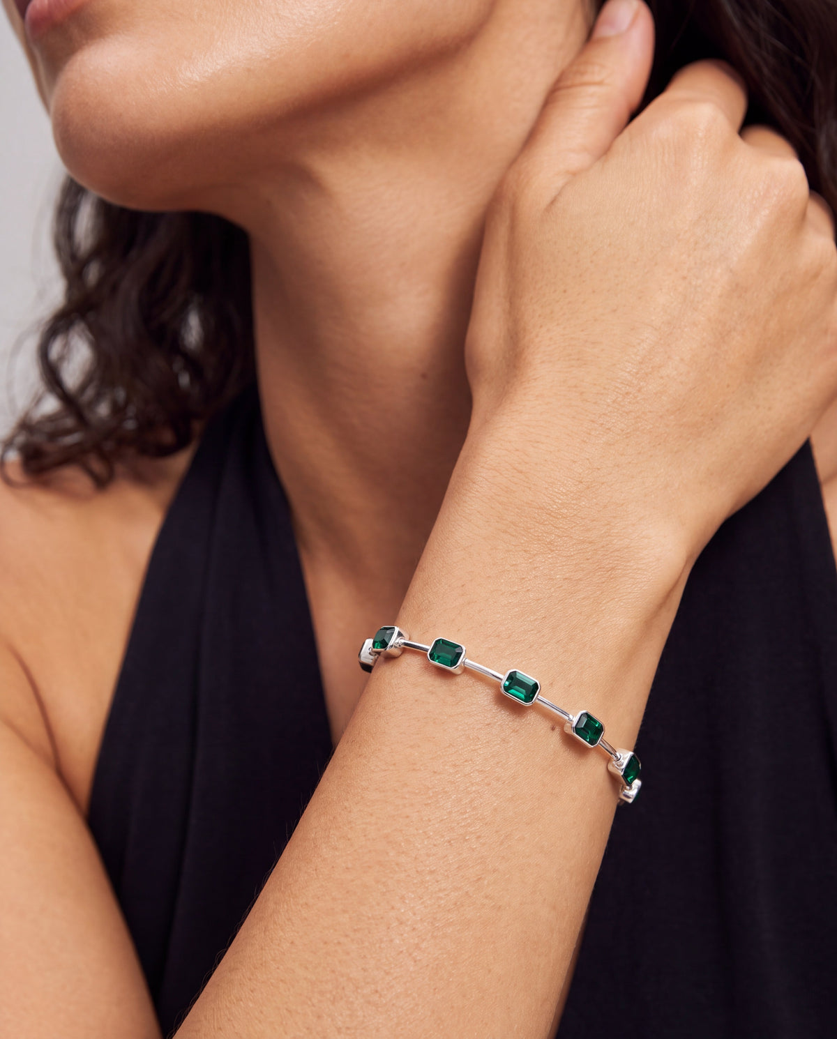 May Birthstone Emerald Cut Bangle