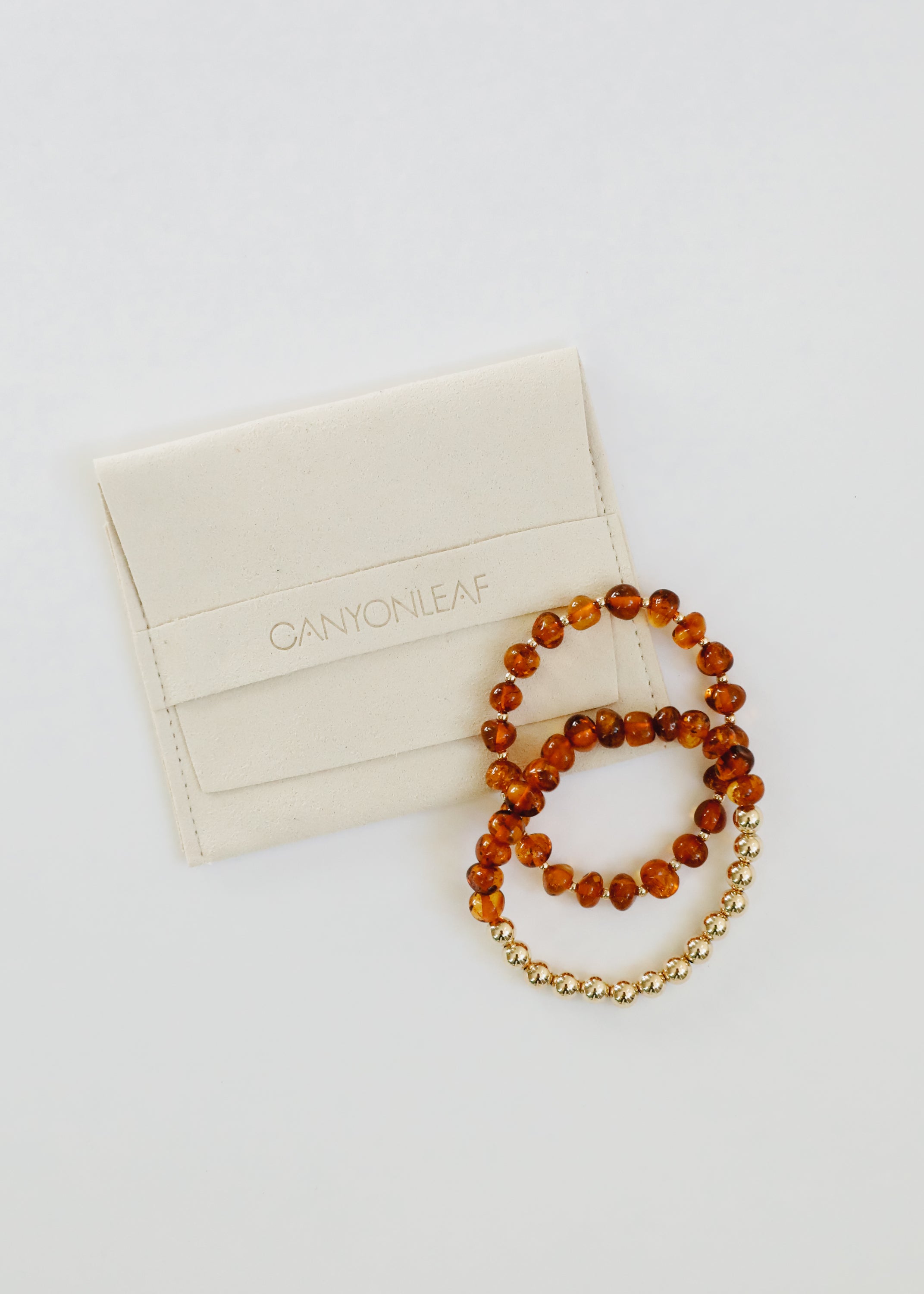 Baltic Sea Amber : 14k Gold Filled Beaded Sun + Moon || Adult Bracelets