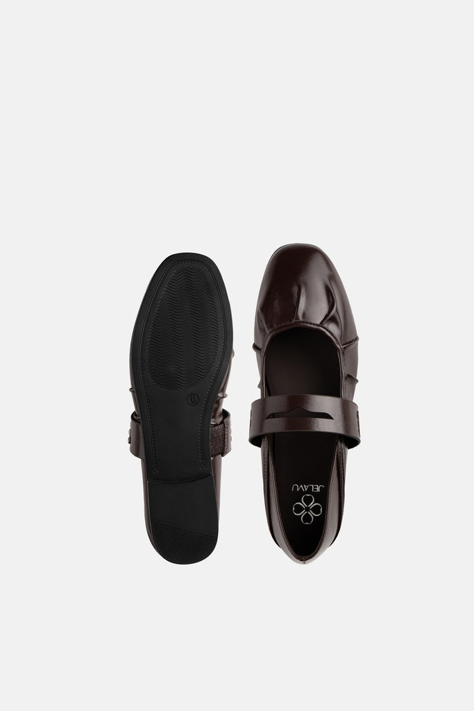 JELAVU Blair Penny Loafer Ballet Flat in Coffee Brown - image 5