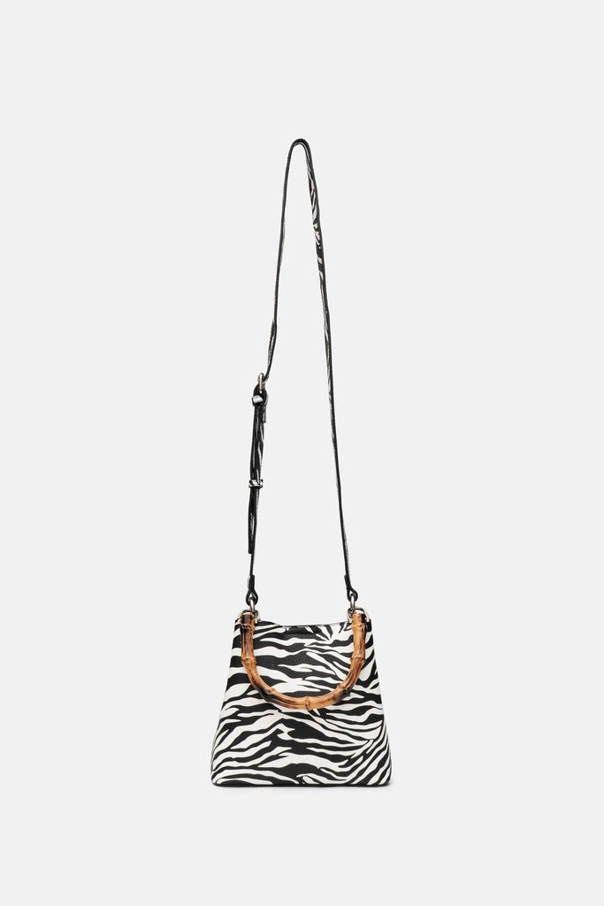 Jelavu Gracy Animal Print Bamboo Handle Bag in Zebra Print