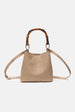 Jelavu Grace Croco Vegan Leather Bamboo Handle Bag - Beige