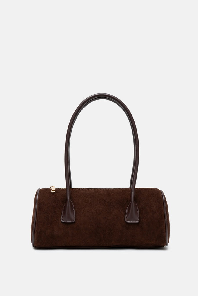 Jelavu Seville Suede Barrel Shoulder Bag in Chocolate - image 1