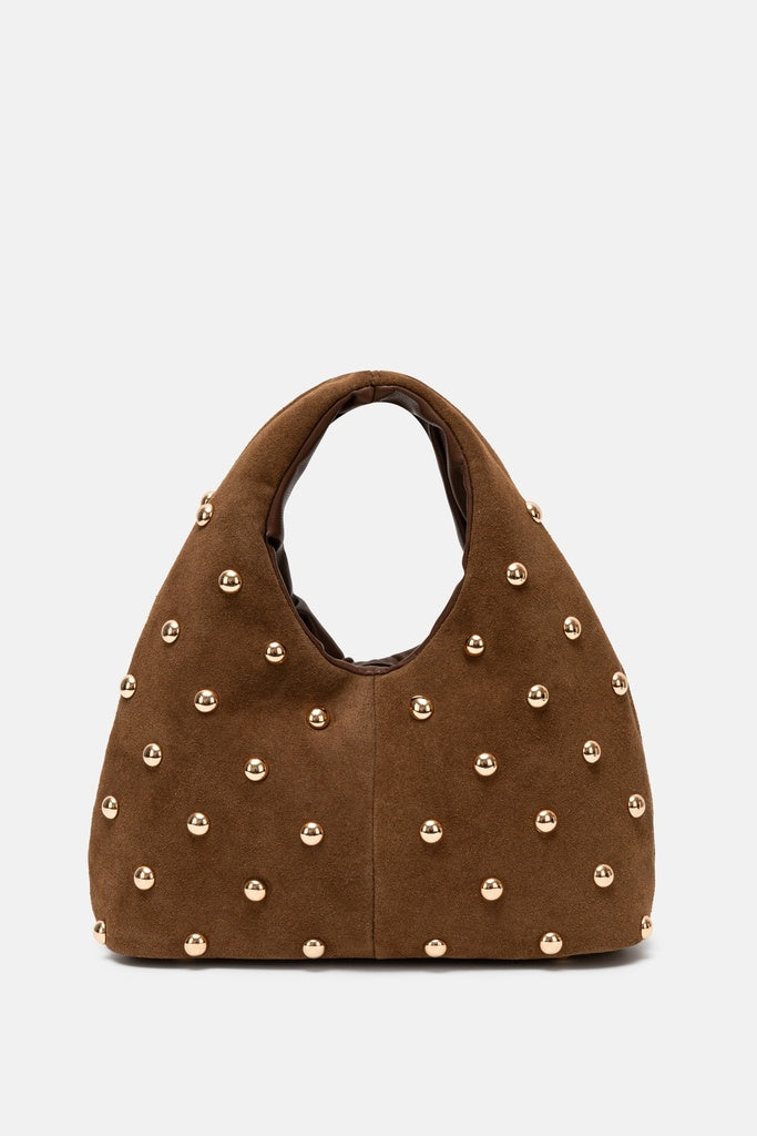 Jelavu Roma Studded Suede Top Handle Bag in Chestnut - image 1