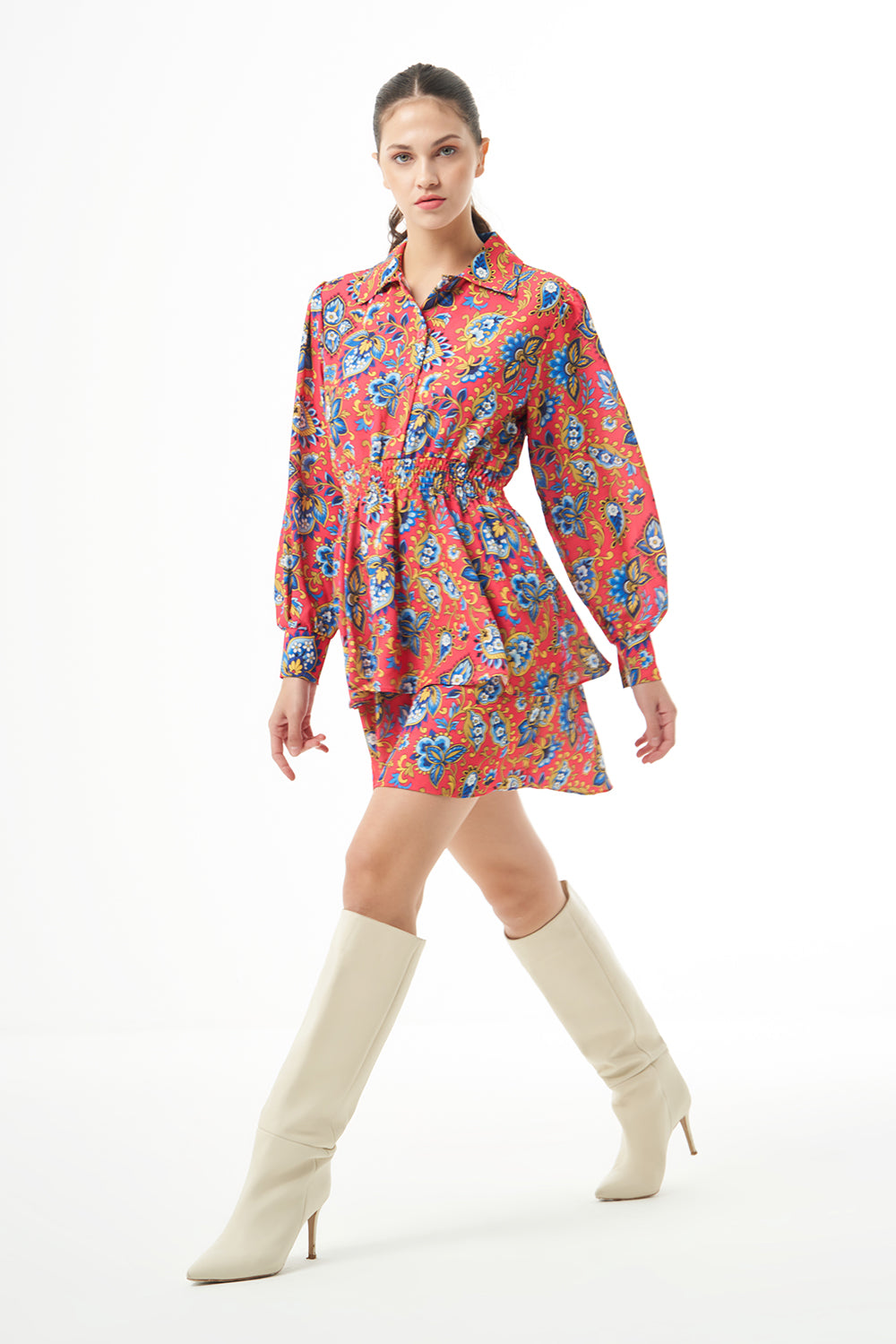 MZL Long Sleeve Flowy Mini Dress