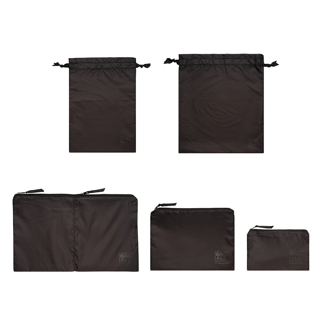 Packing Bags Set – Recycled Nylon – 5-pack – Black