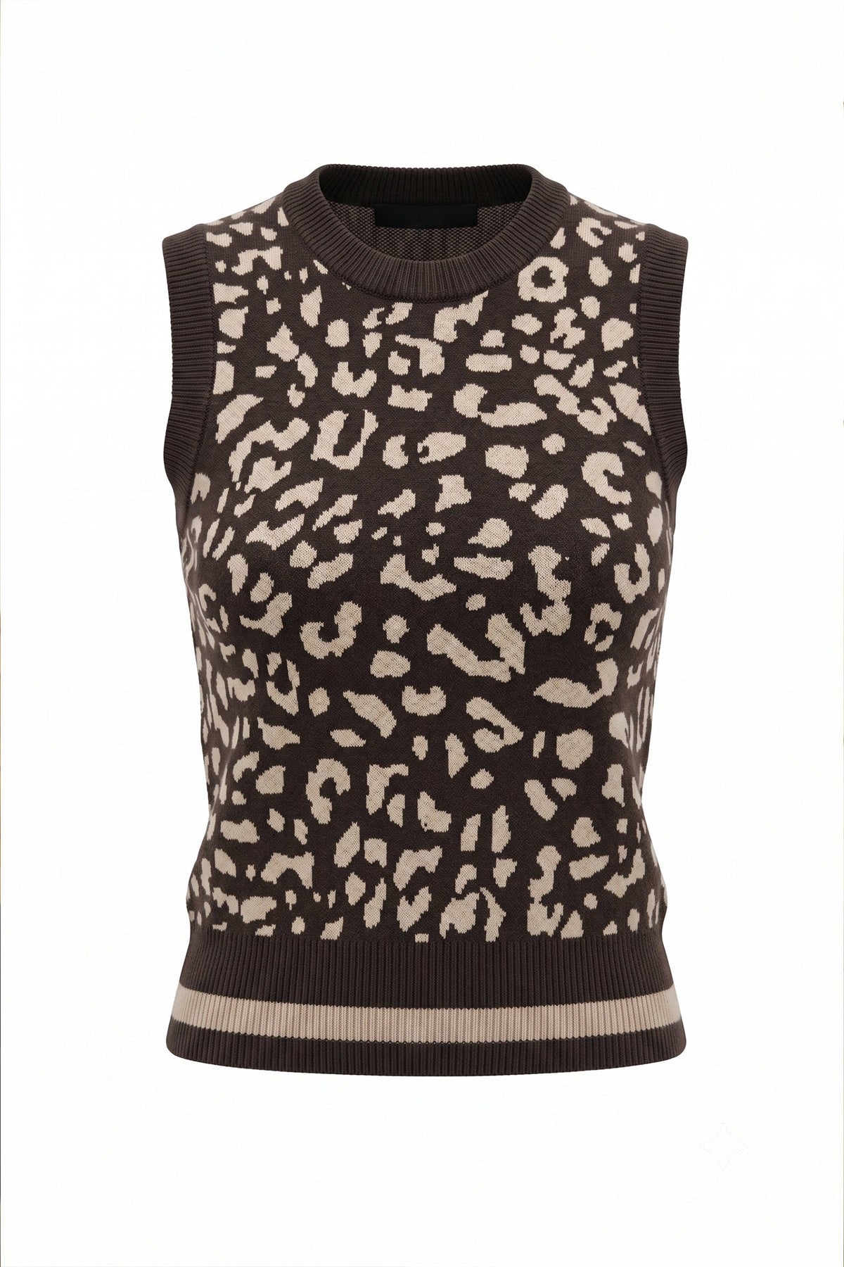 Clara Jacquard Sweater Vest with Striped Hem