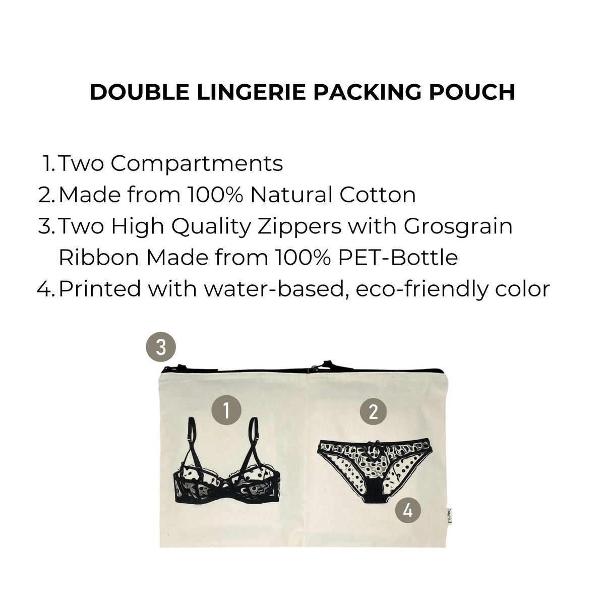 Double Lingerie Packing Pouch – Cream