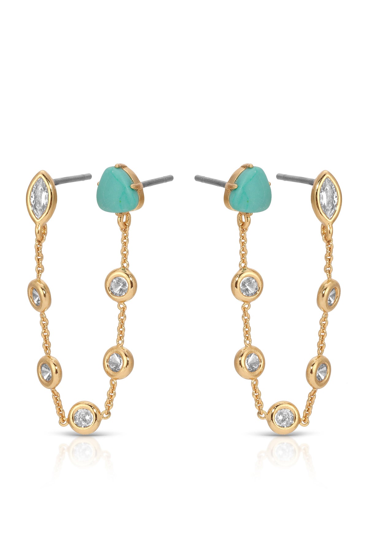Double Piercing Turquoise Earrings