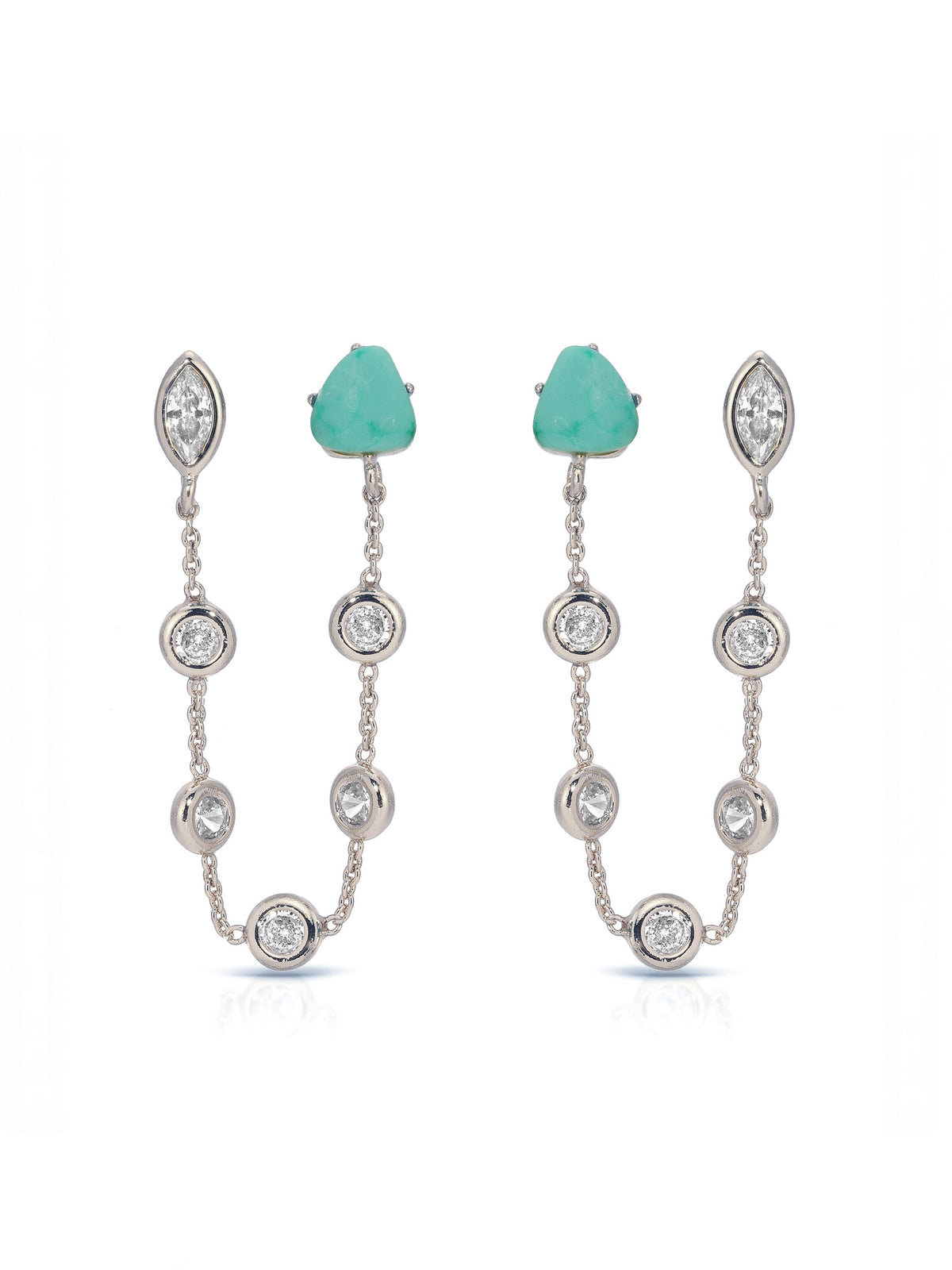 Double Piercing Turquoise Earrings