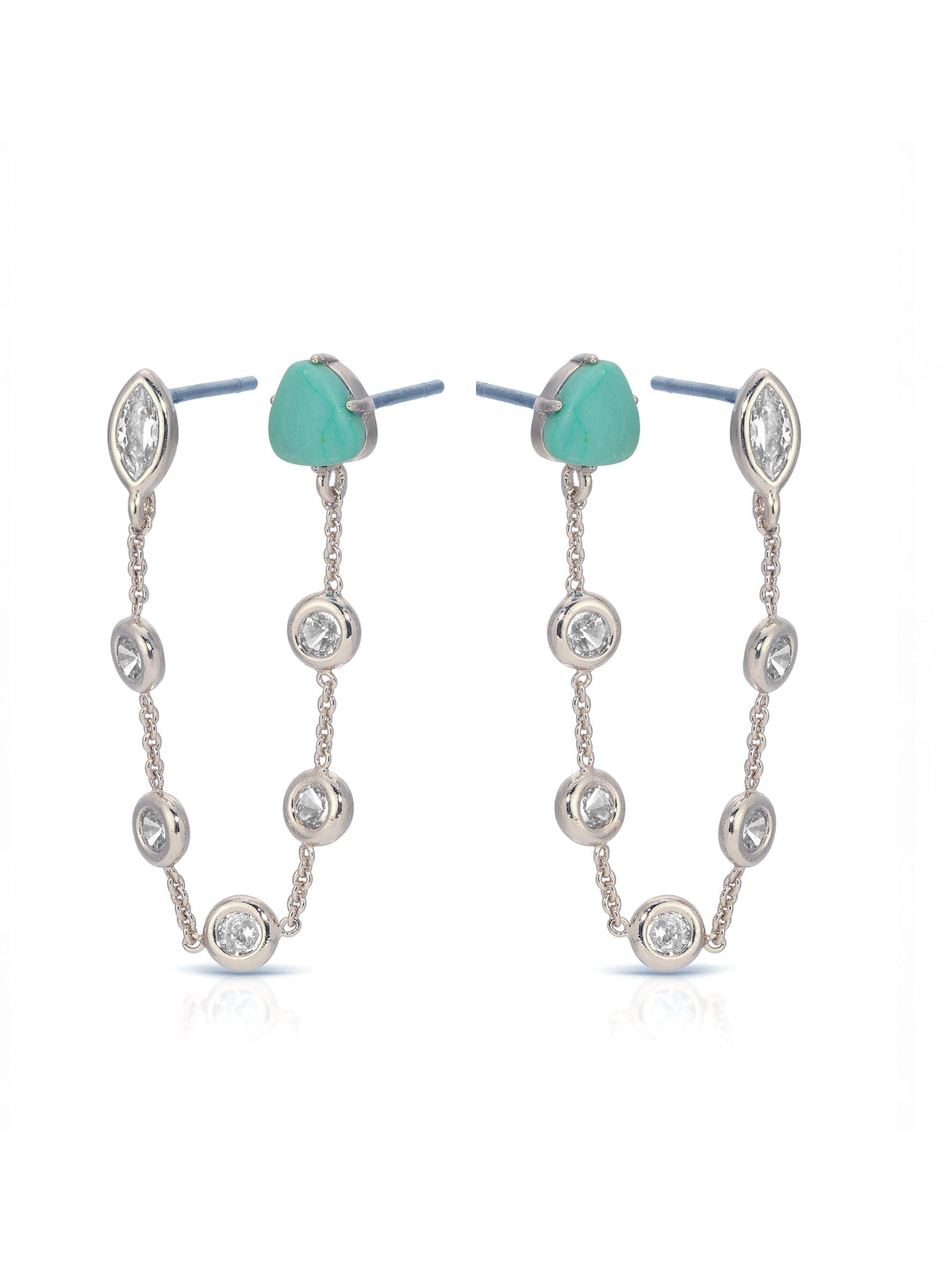 Double Piercing Turquoise Earrings
