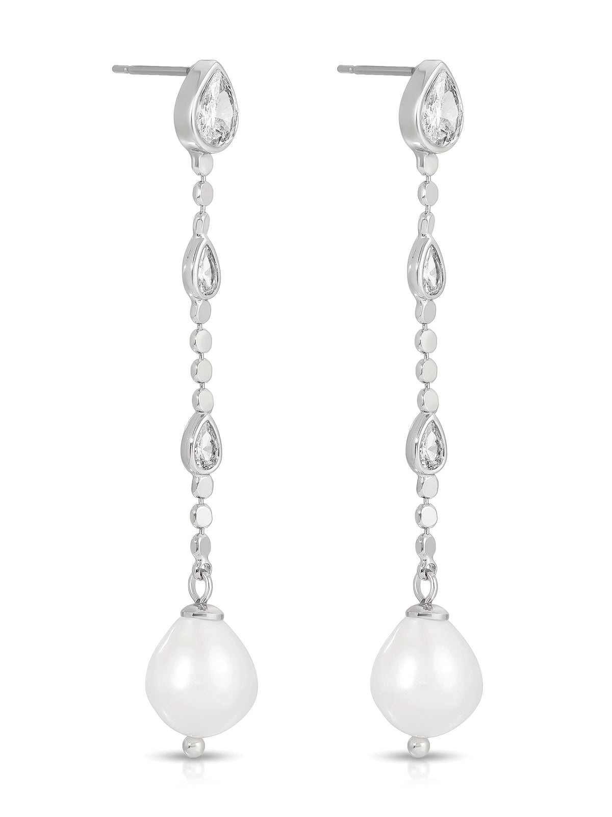 Droplet Crystal and Pearl Earring