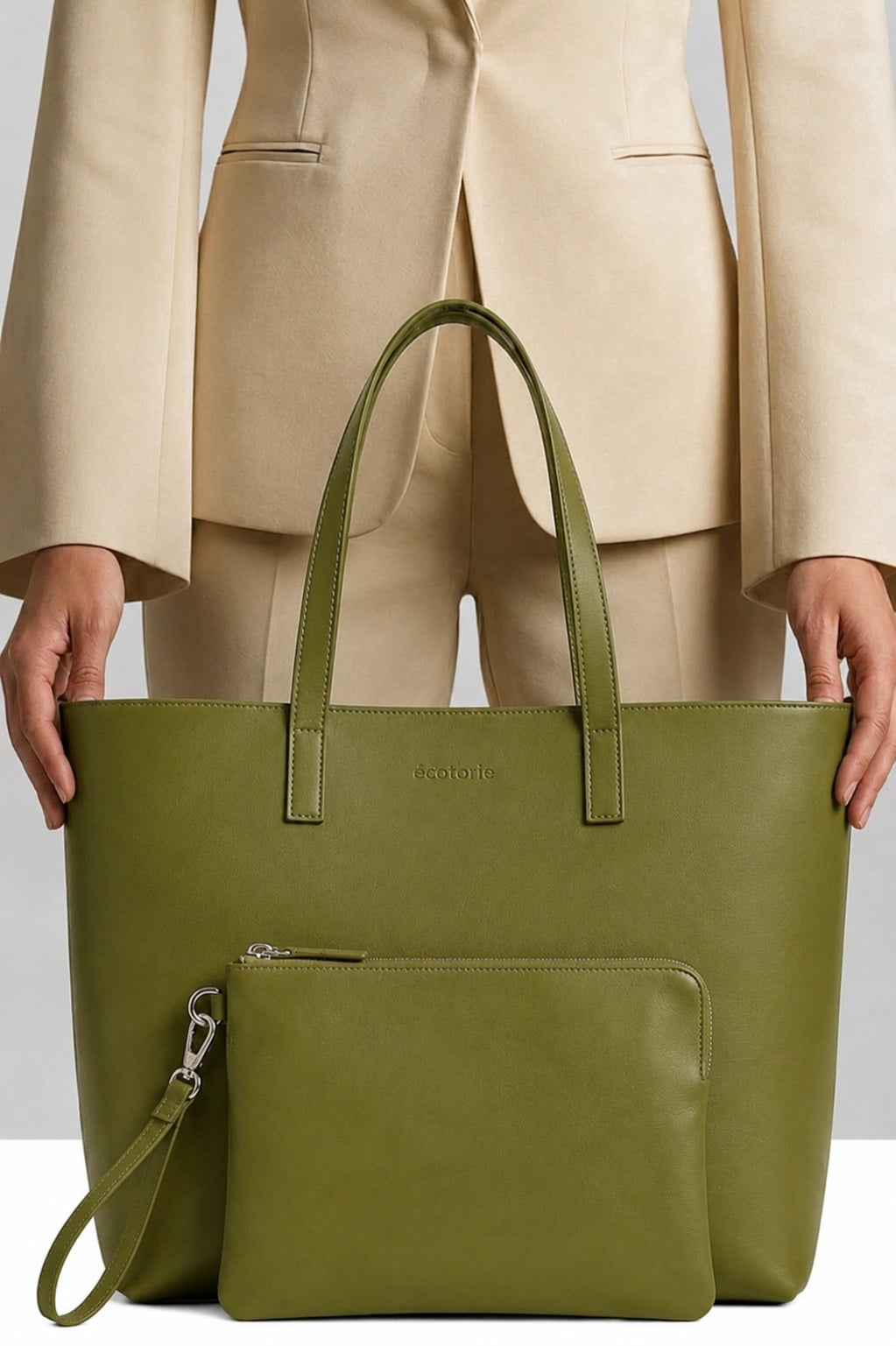 Ecotorie Agatha Leather Tote Bag-Sea Kelp