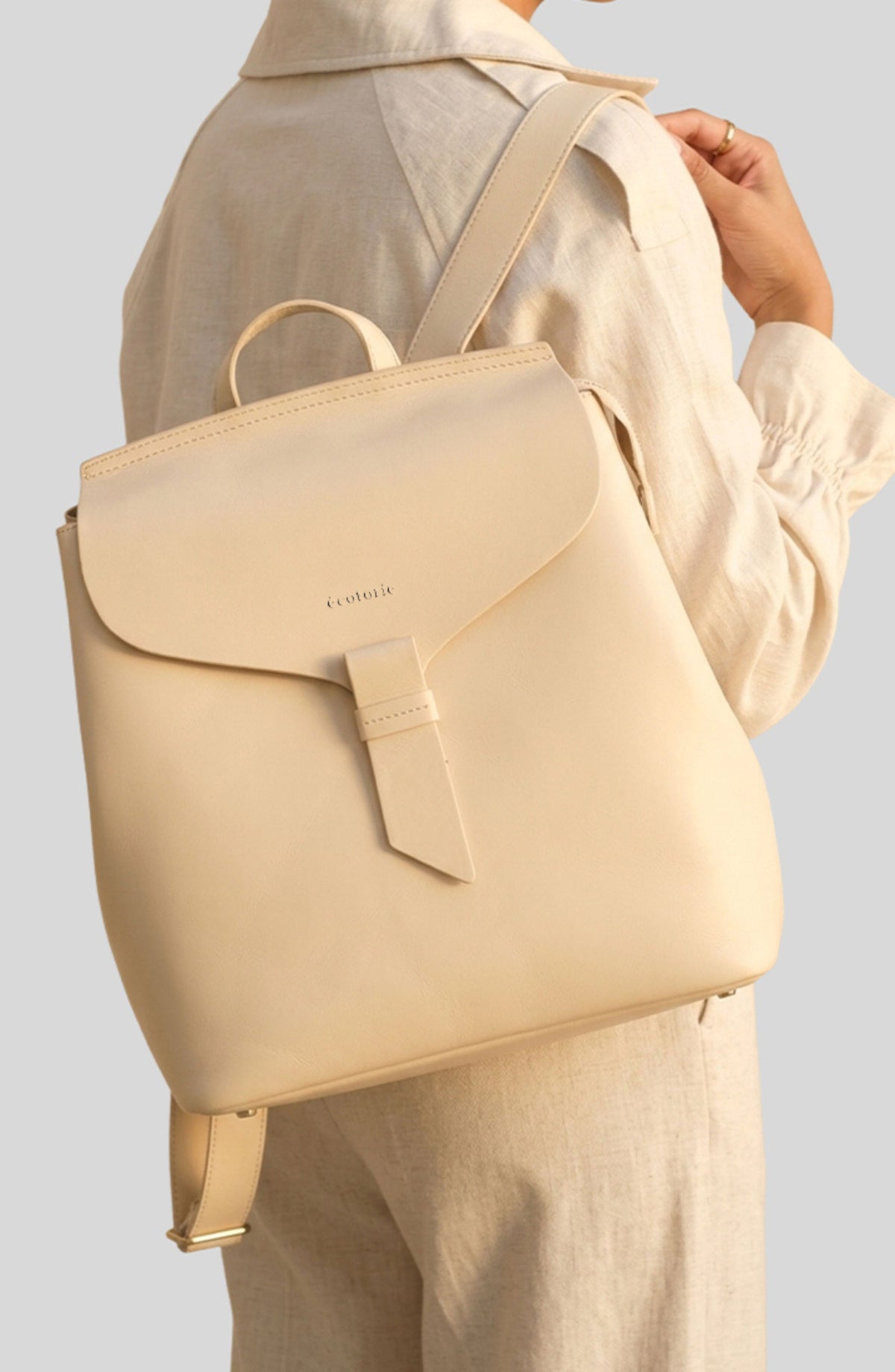 Ecotorie Clementine Leather Backpack-Warm White