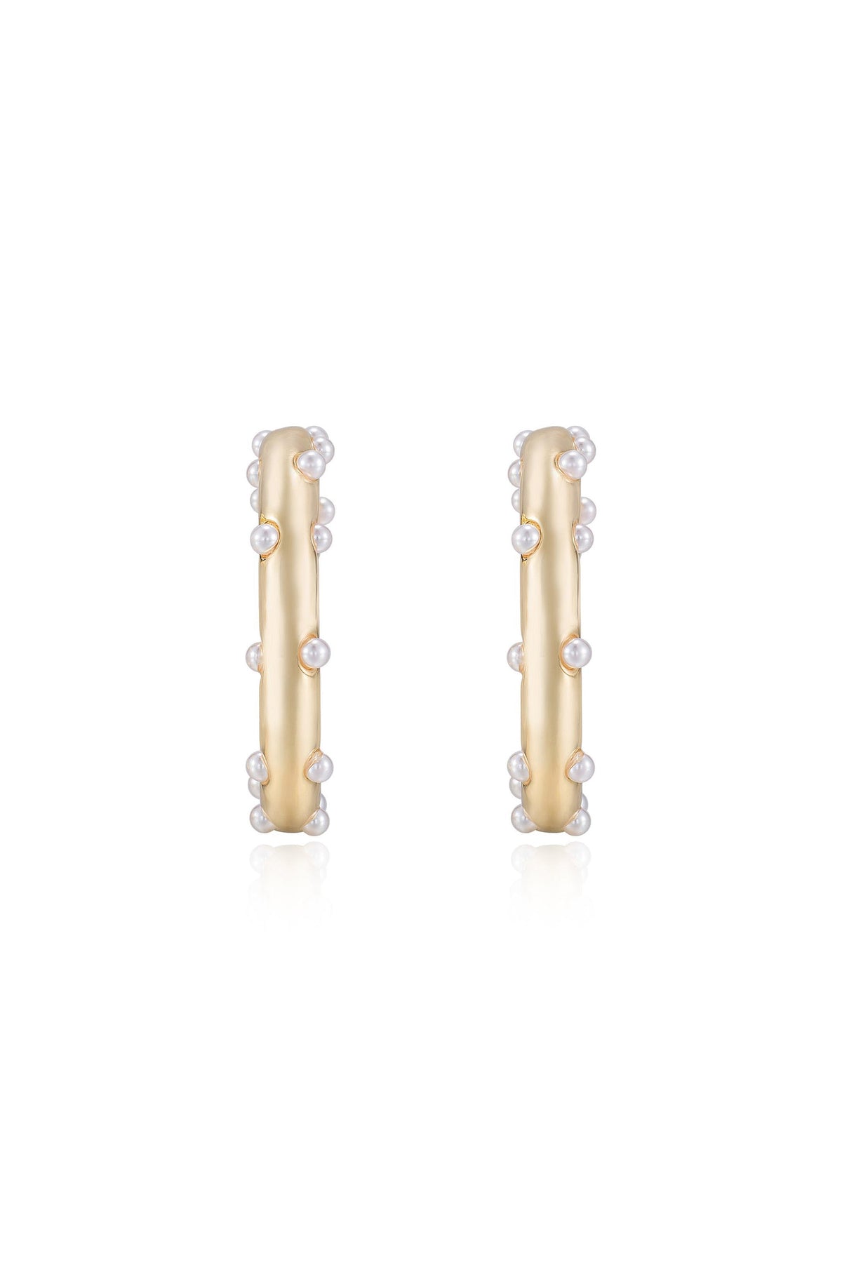 Spotted Pearl Hoop Earrings