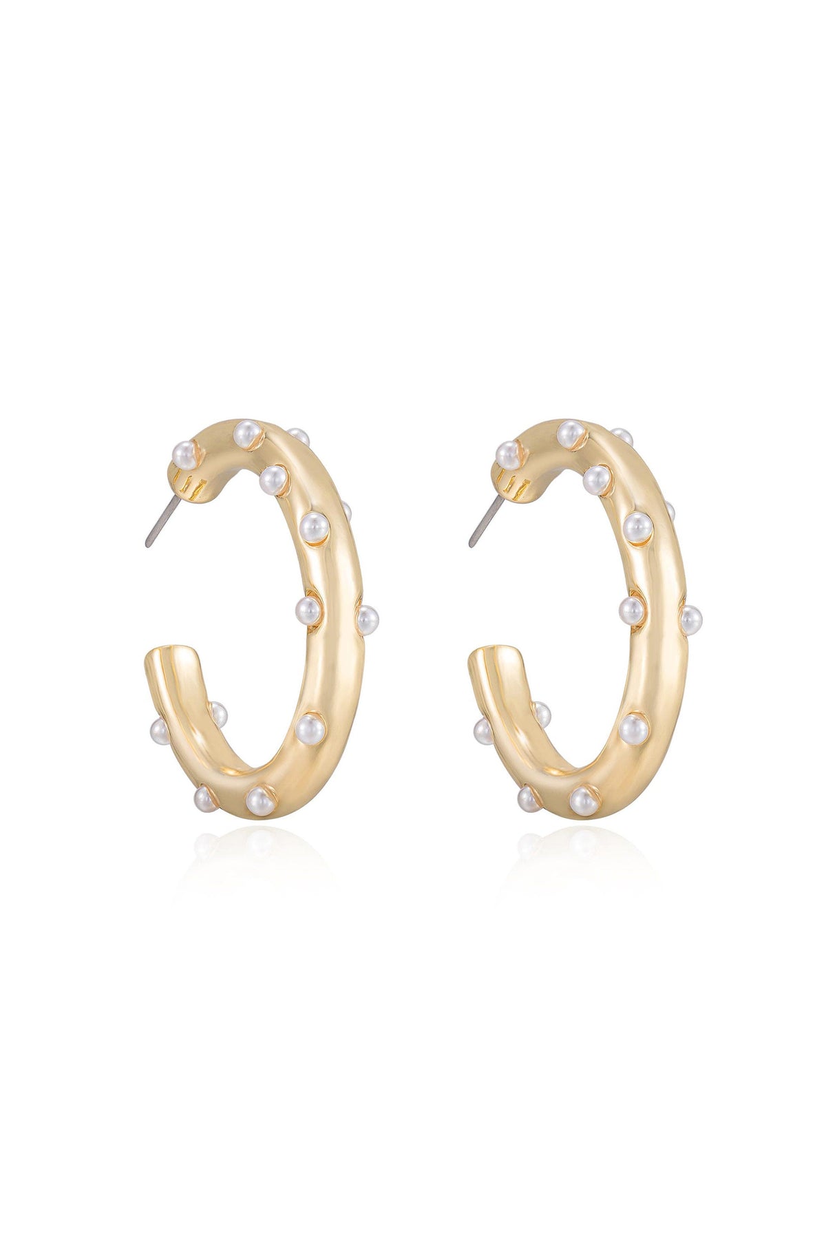 Spotted Pearl Hoop Earrings