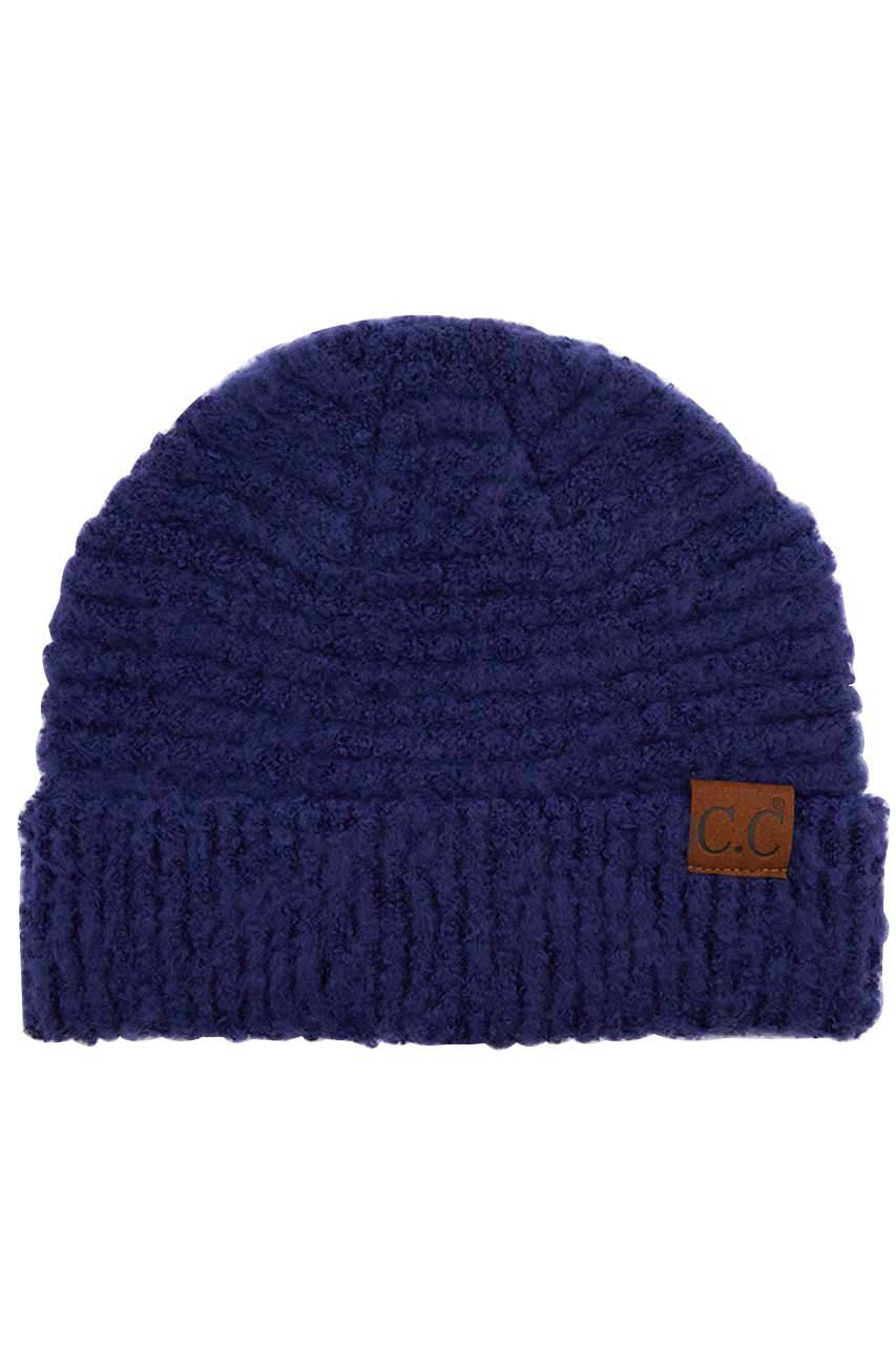 C.C Solid Boucle Yarn Beanie Hat with Cuff